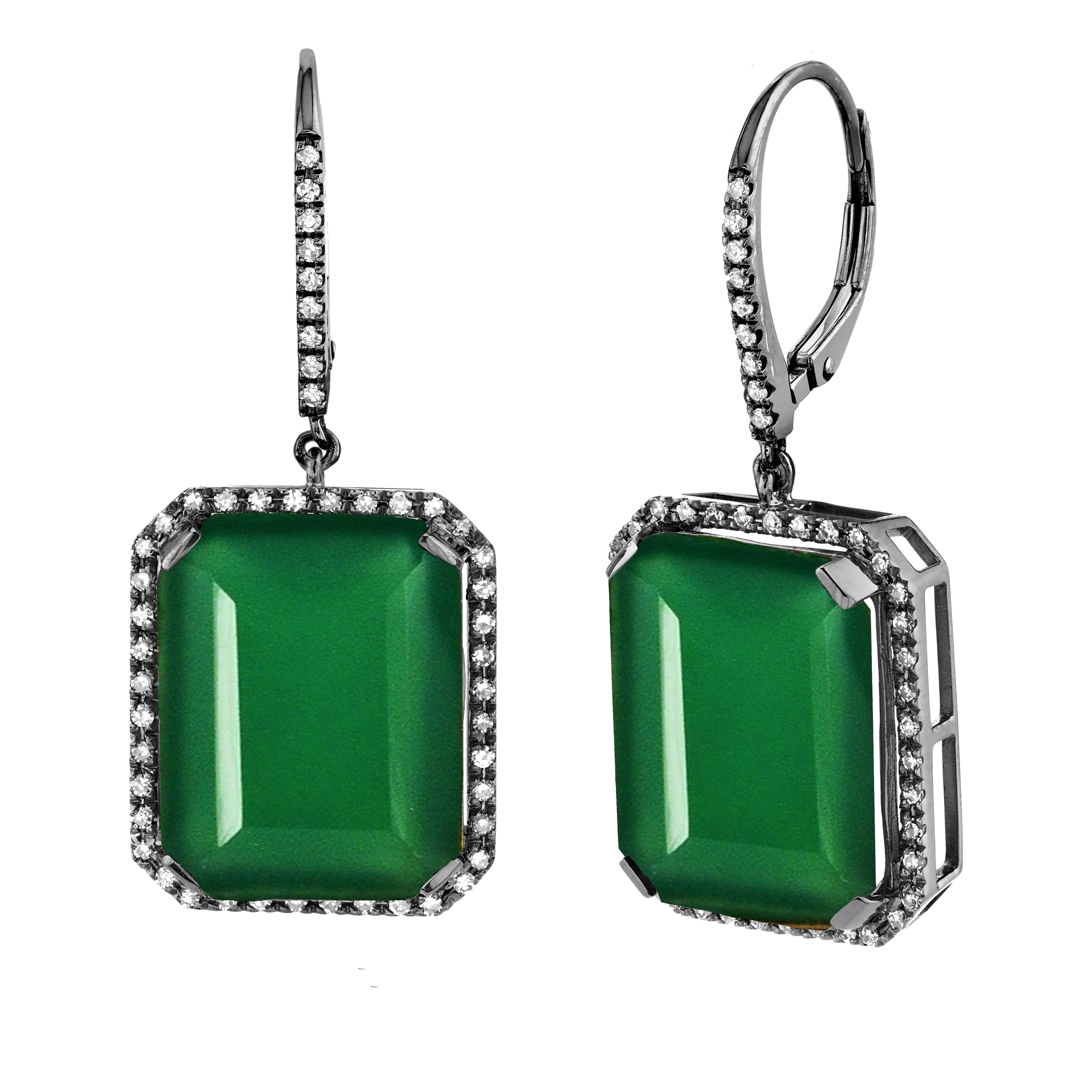 GREEN ONYX & DIAMOND PORTRAIT EARRINGS