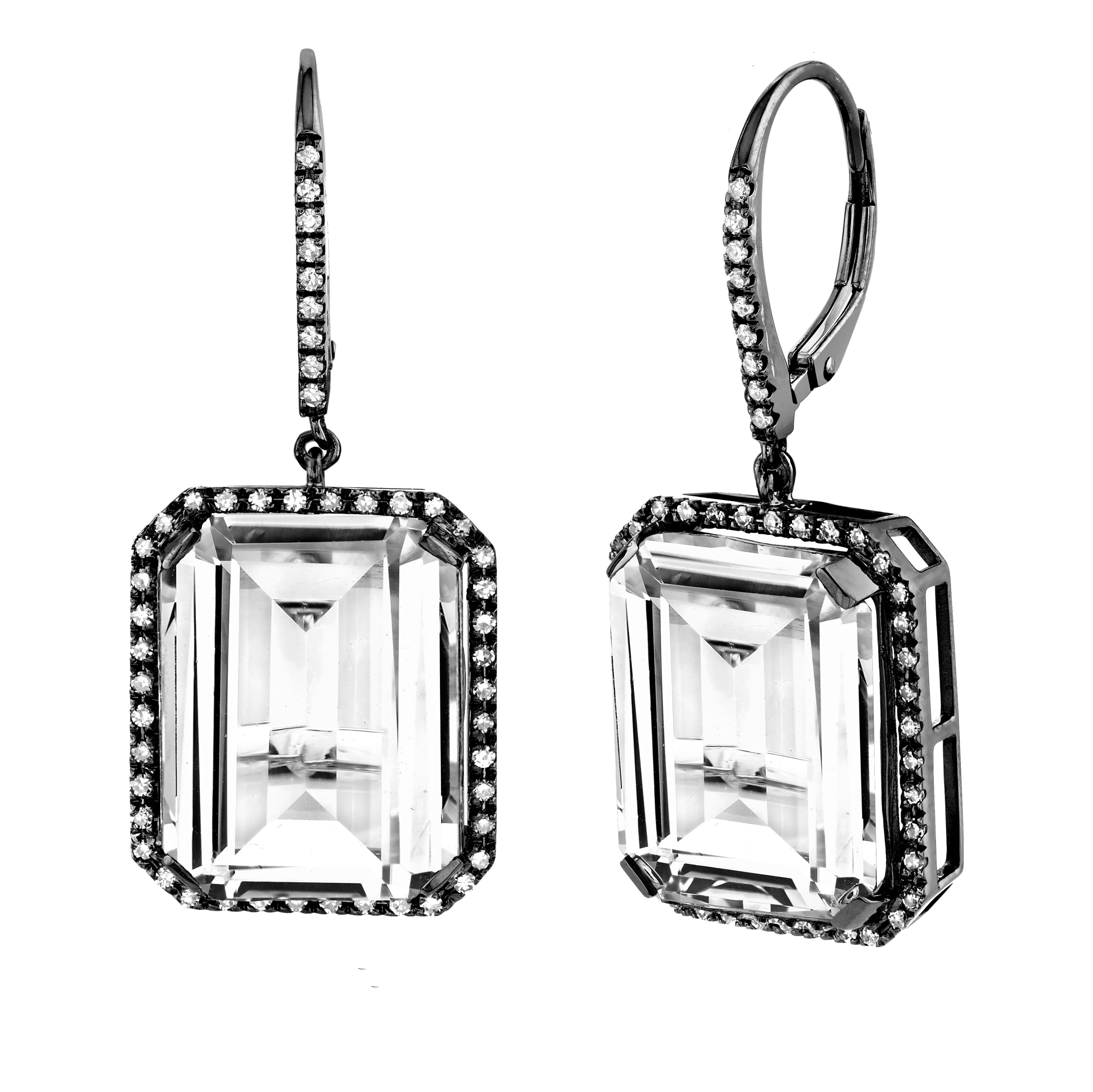 WHITE TOPAZ & DIAMOND PORTRAIT EARRINGS