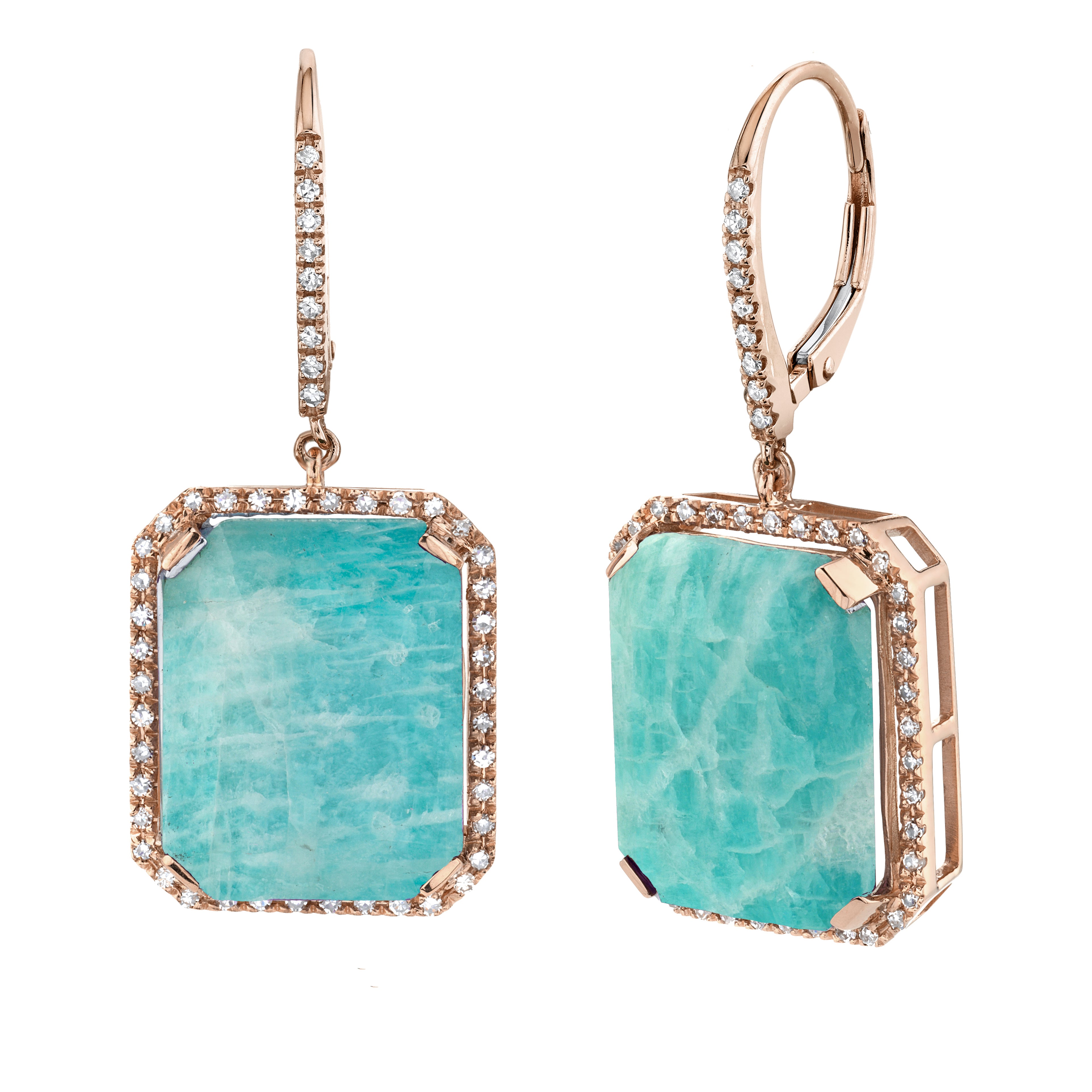 AMAZONITE & DIAMOND PORTRAIT EARRINGS