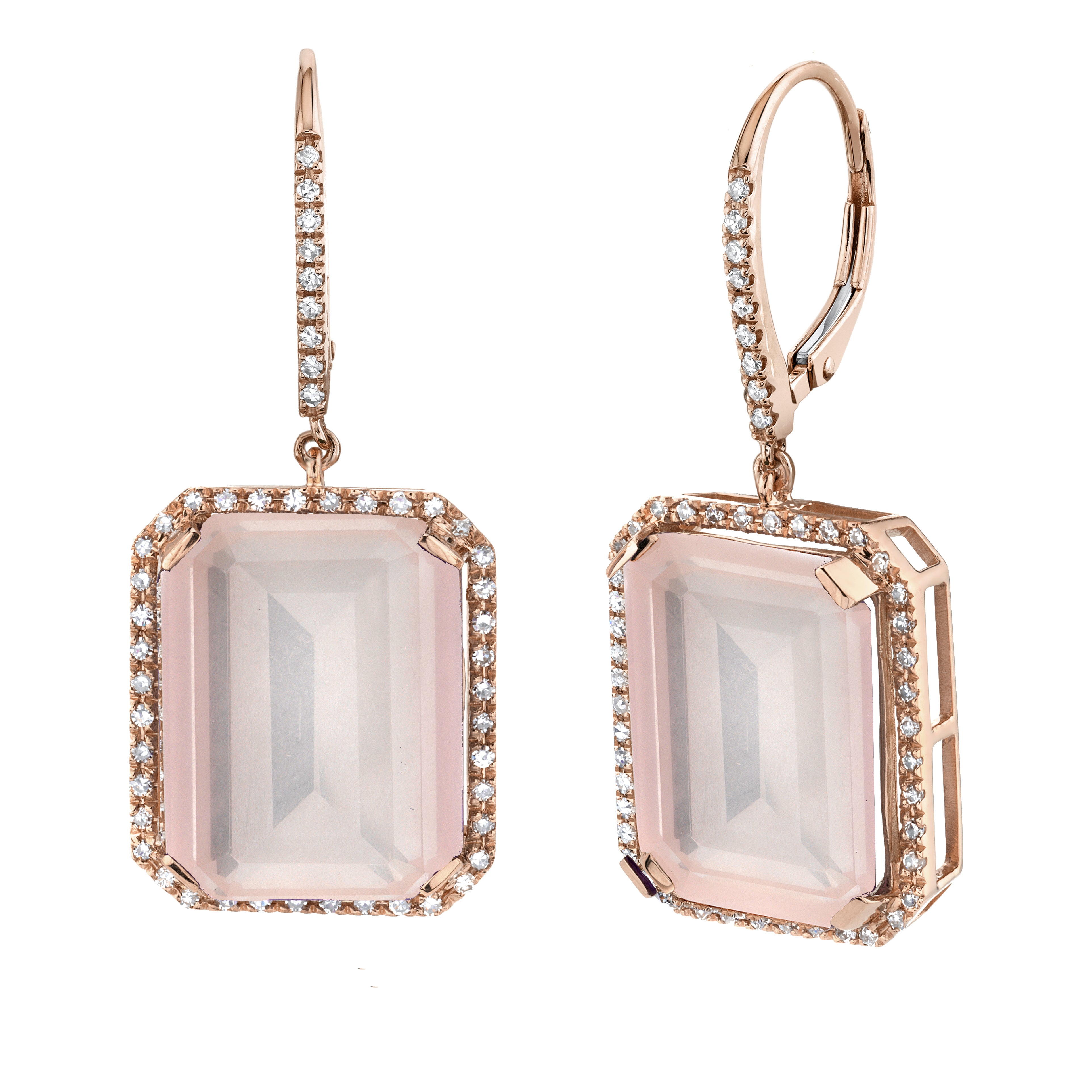 LIGHT PINK CRYSTAL & DIAMOND PORTRAIT EARRINGS