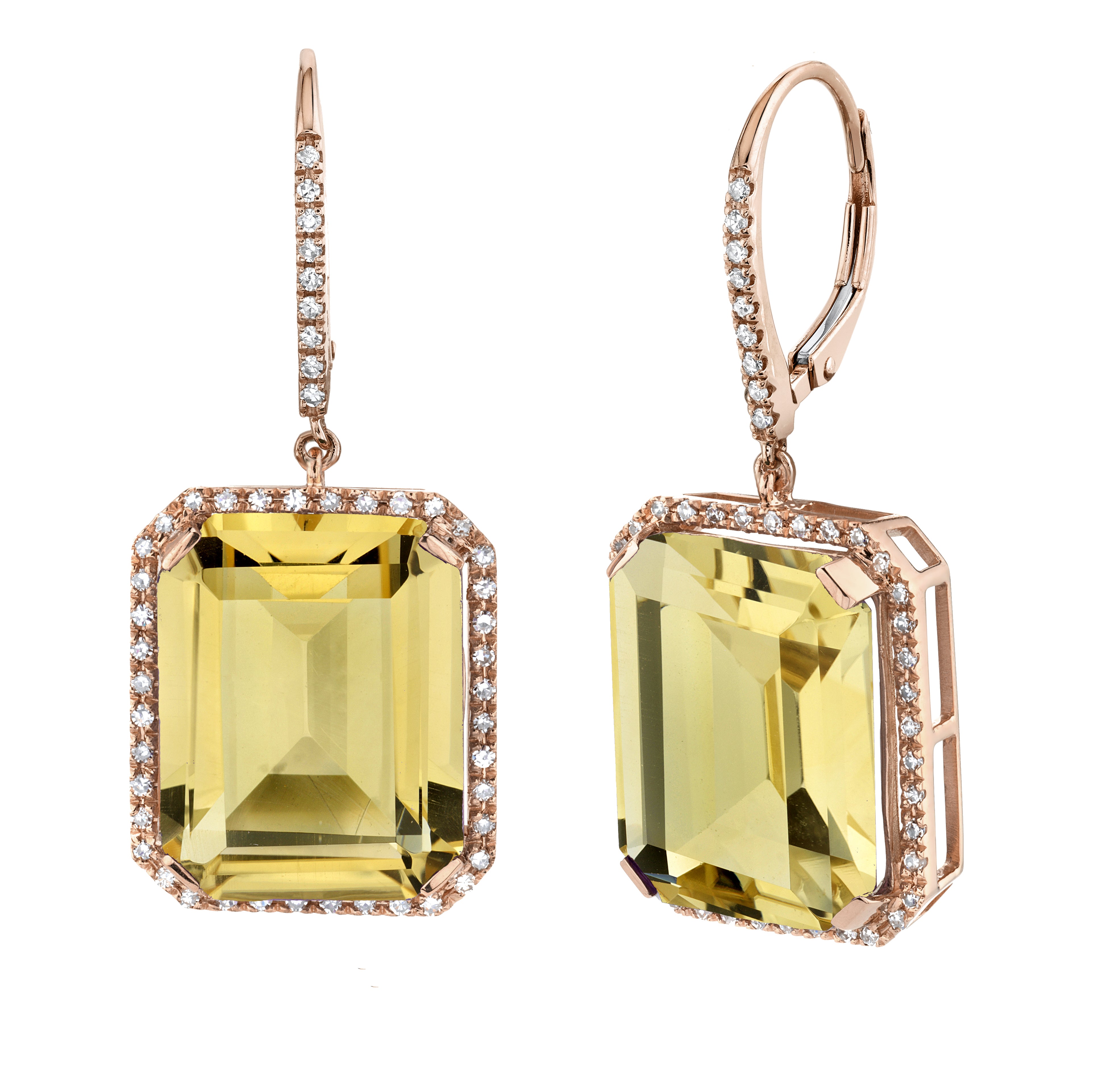 READY TO SHIP YELLOW TOPAZ & DIAMOND PORTRAIT EARRINGS