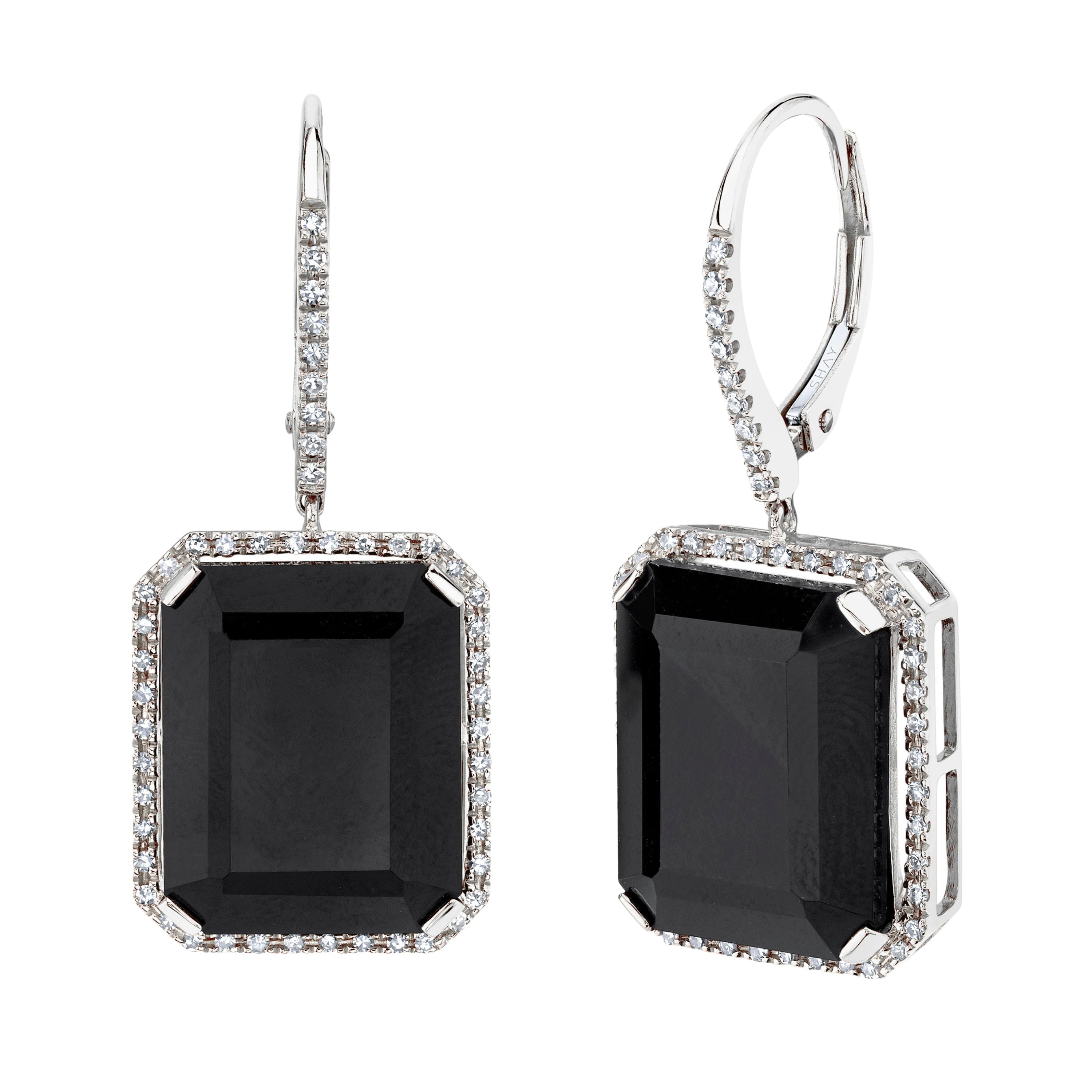 BLACK ONYX & DIAMOND PORTRAIT EARRINGS