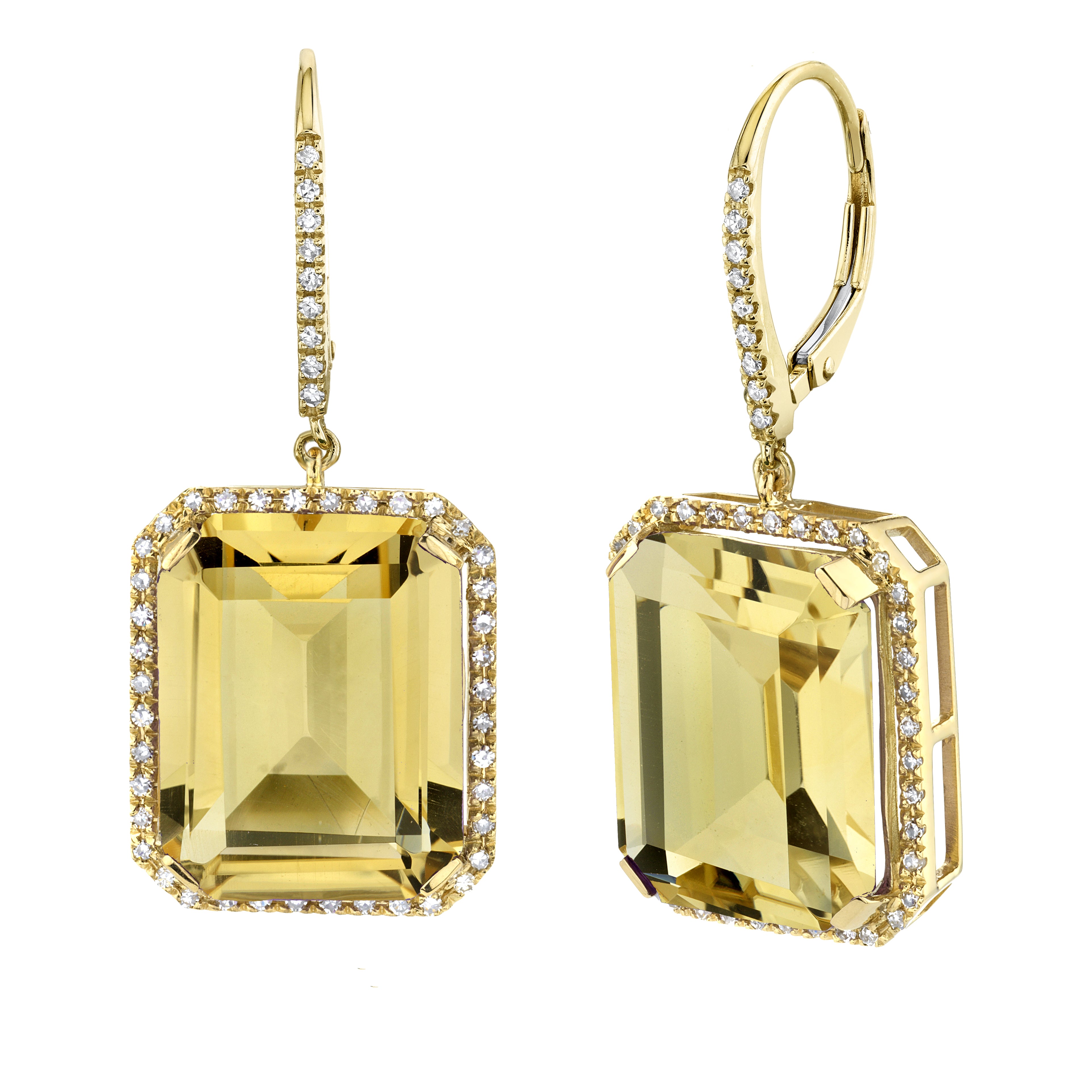 YELLOW TOPAZ & DIAMOND PORTRAIT EARRINGS