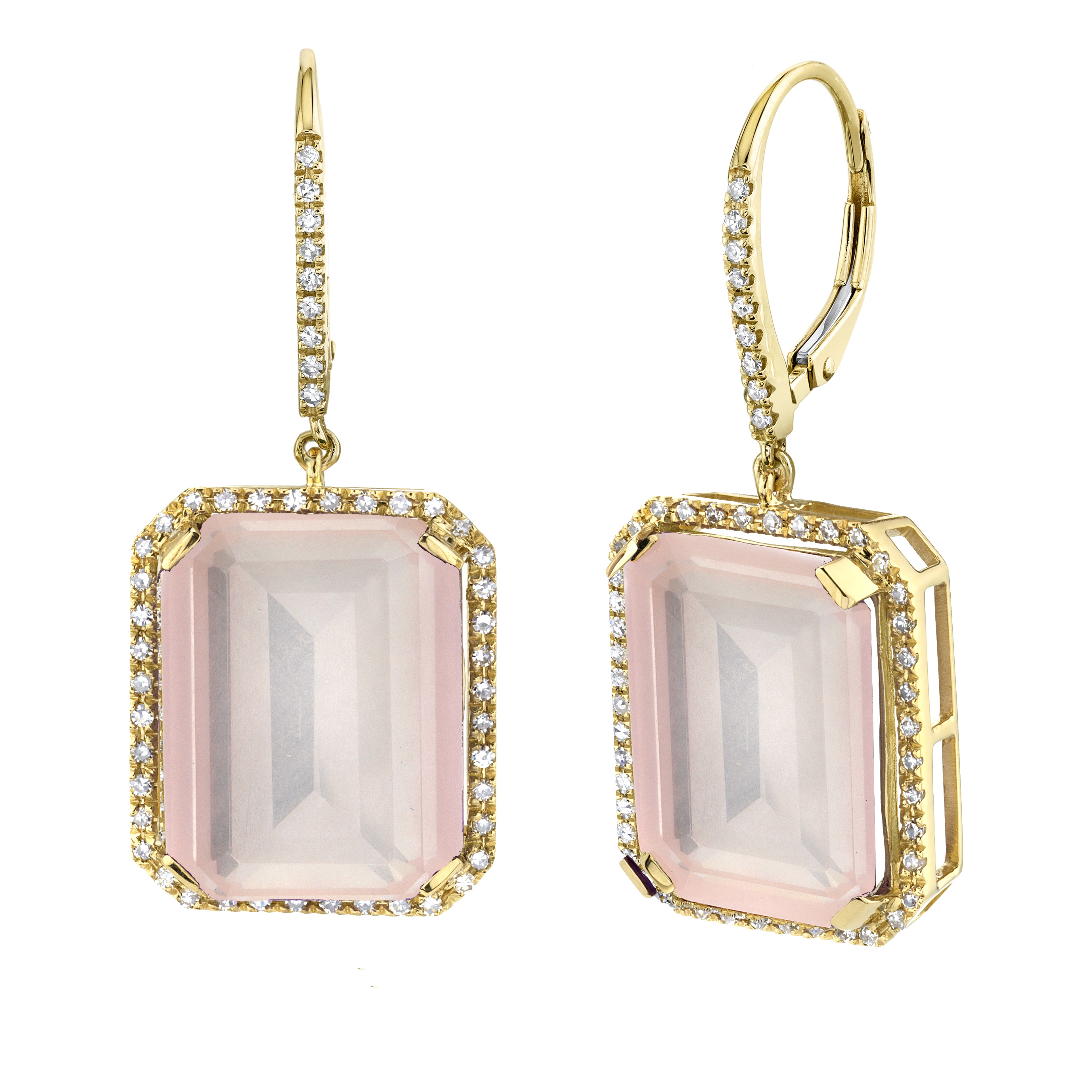 LIGHT PINK CRYSTAL & DIAMOND PORTRAIT EARRINGS