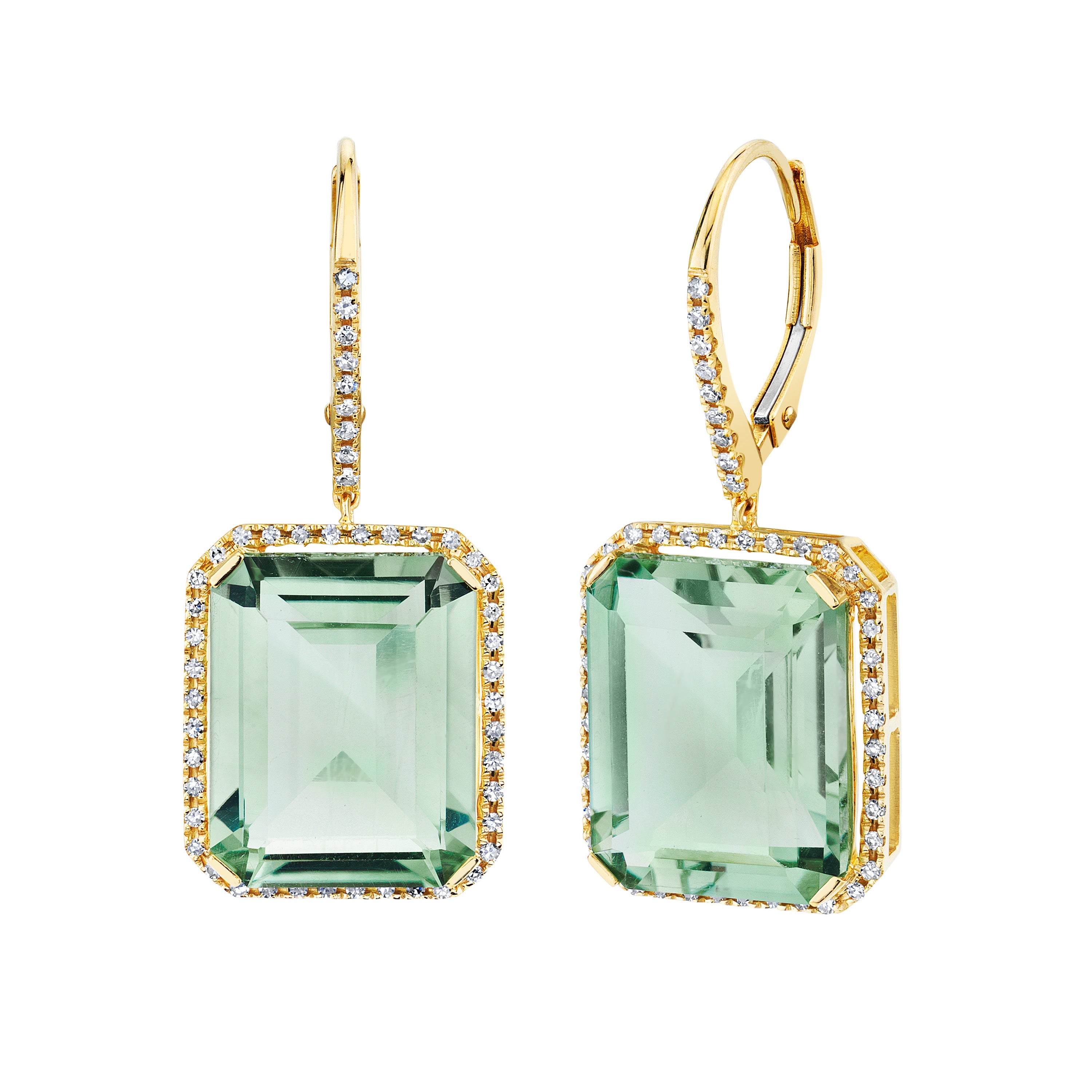READY TO SHIP GREEN AMETHYST & DIAMOND PORTRAIT EARRINGS