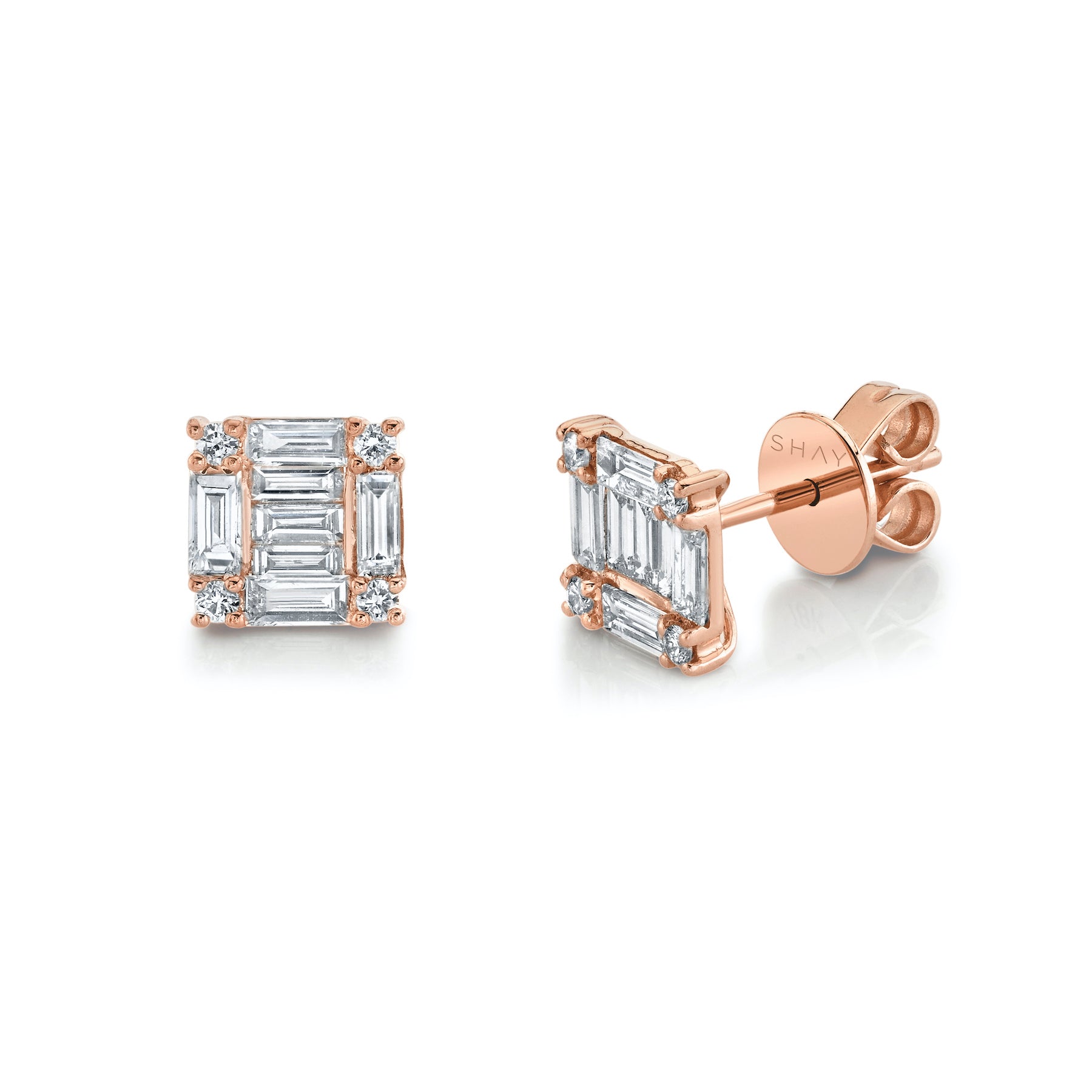 DIAMOND SQUARE STACKED STUDS