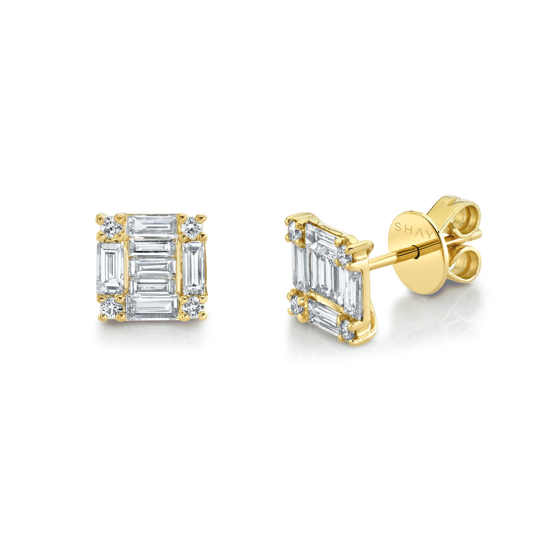 DIAMOND SQUARE STACKED STUDS