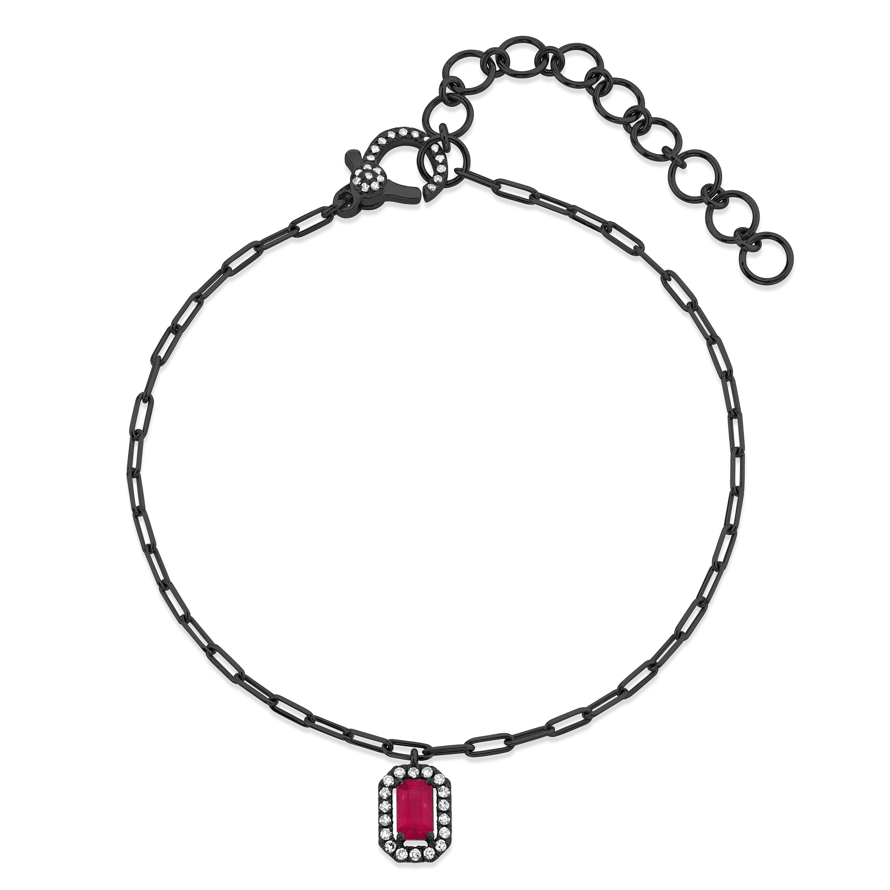 MINI ME RUBY & DIAMOND HALO DROP ANKLET