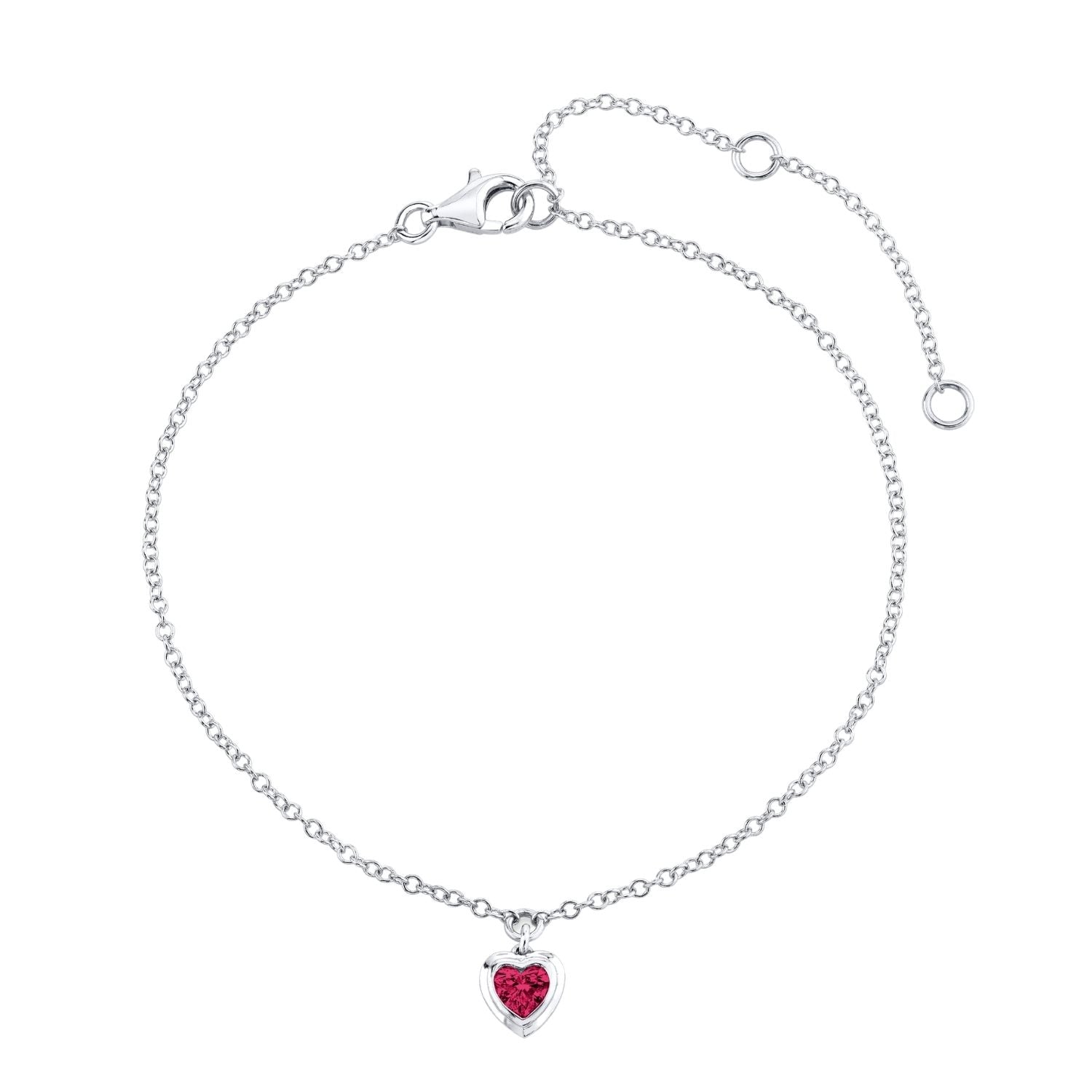 MINI ME RUBY BEZEL HEART DROP ANKLET