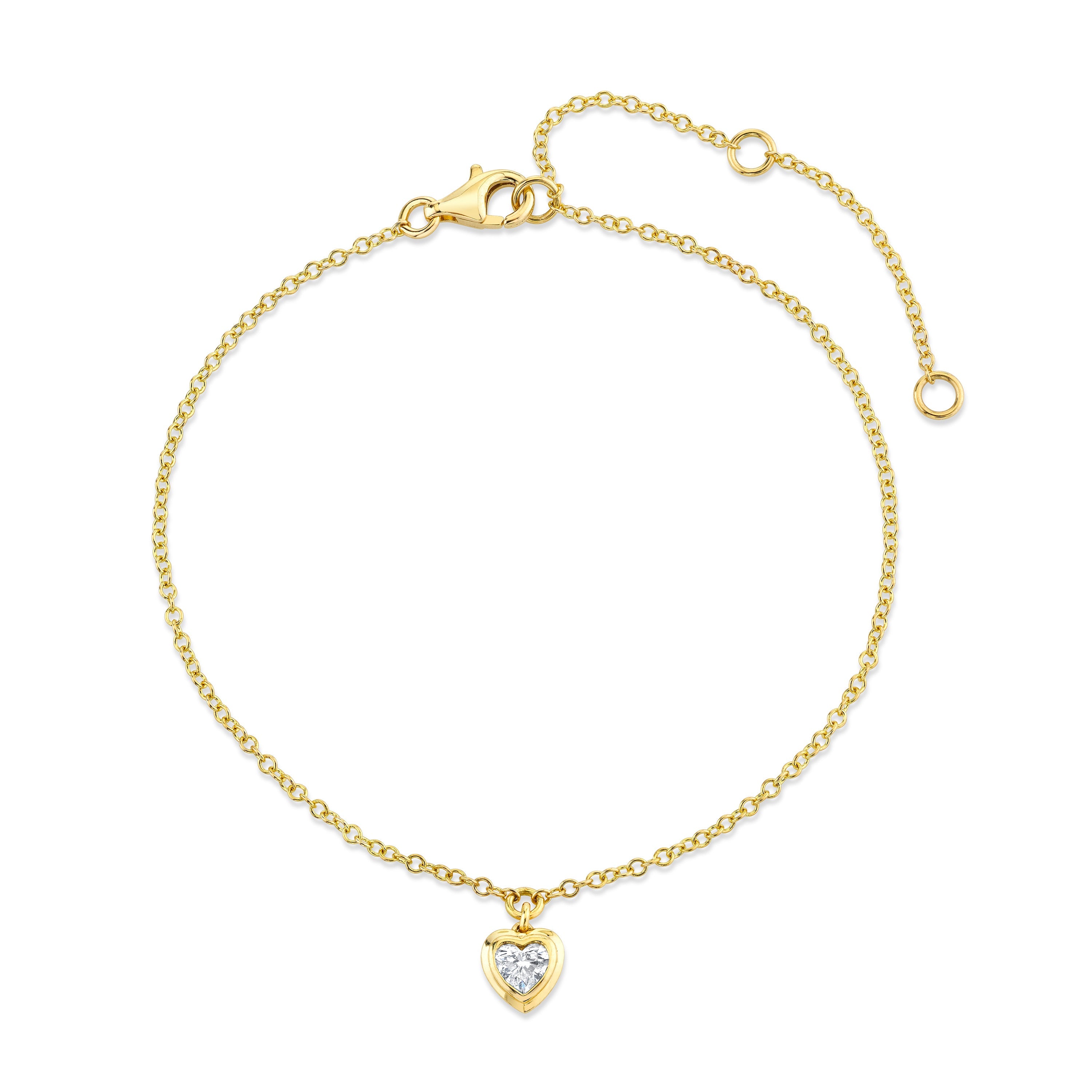 READY TO SHIP MINI ME DIAMOND BEZEL HEART DROP ANKLET