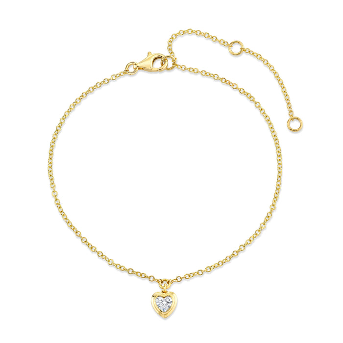 READY TO SHIP MINI ME DIAMOND BEZEL HEART DROP ANKLET