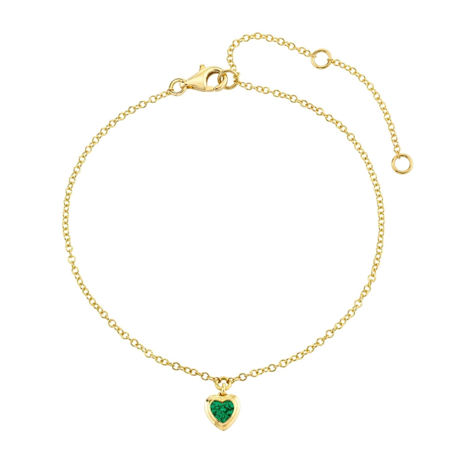 MINI ME EMERALD BEZEL HEART DROP ANKLET