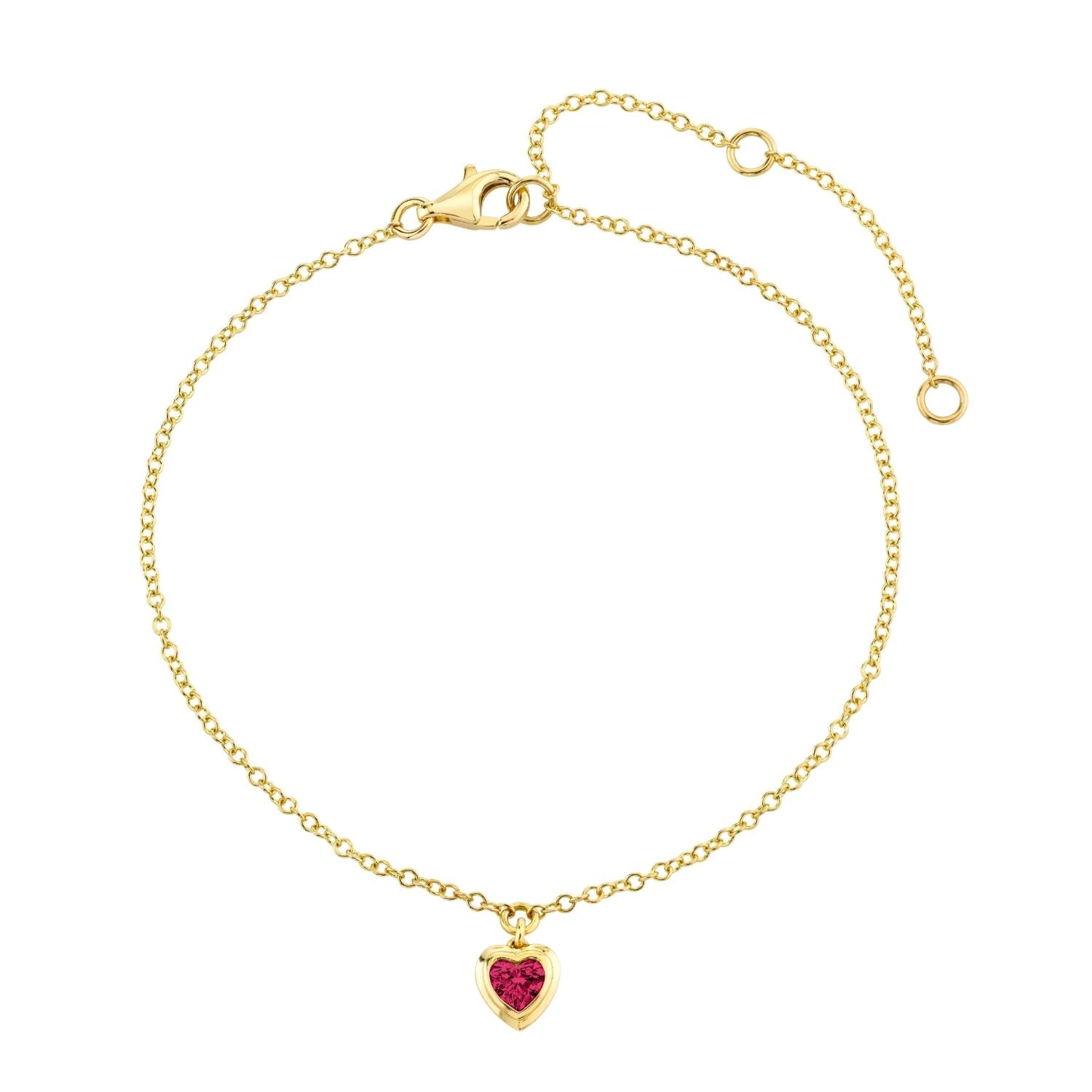 MINI ME RUBY BEZEL HEART DROP ANKLET