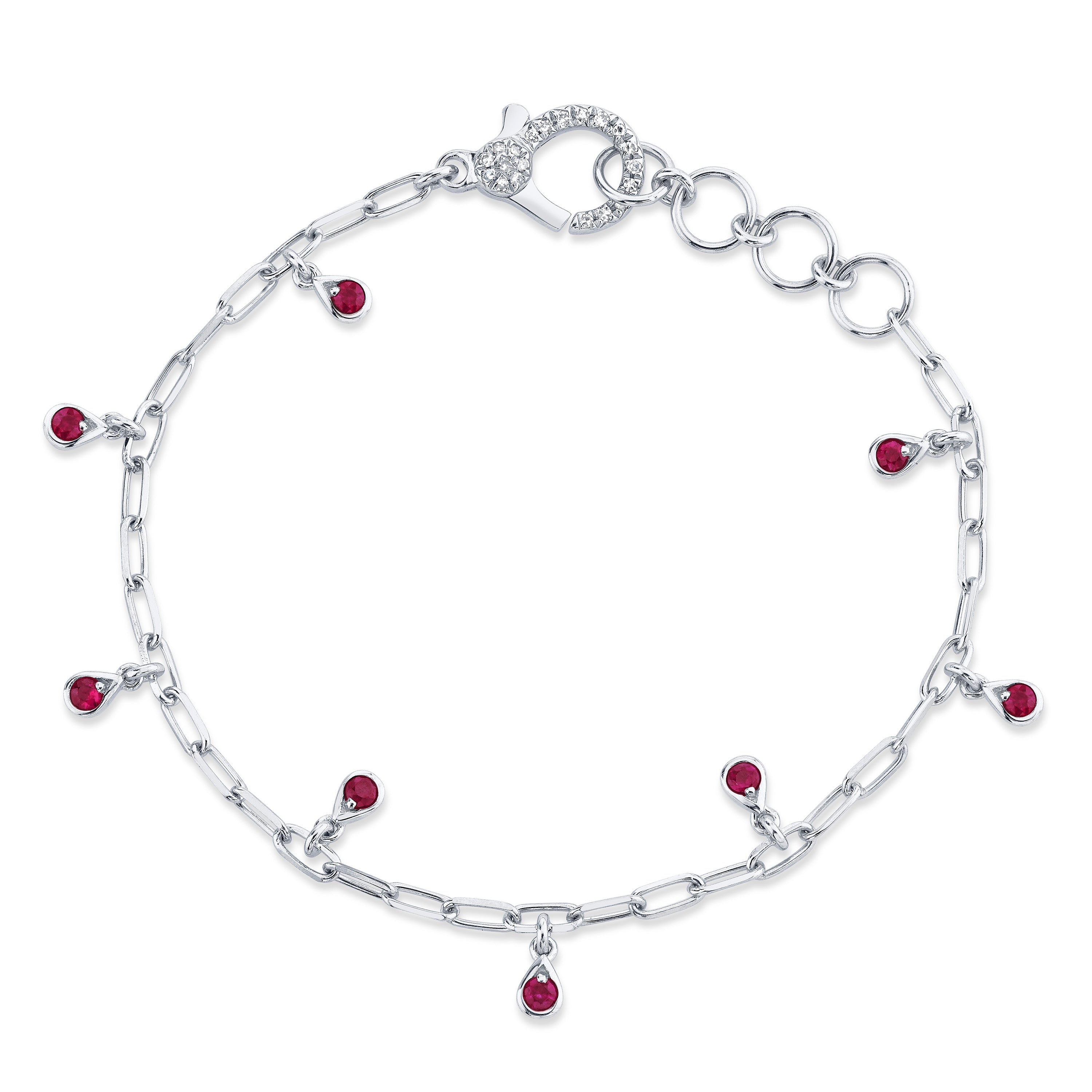 Created Ruby & 0.06ct TDW Diamond Bracelet in 9ct Yellow Gold