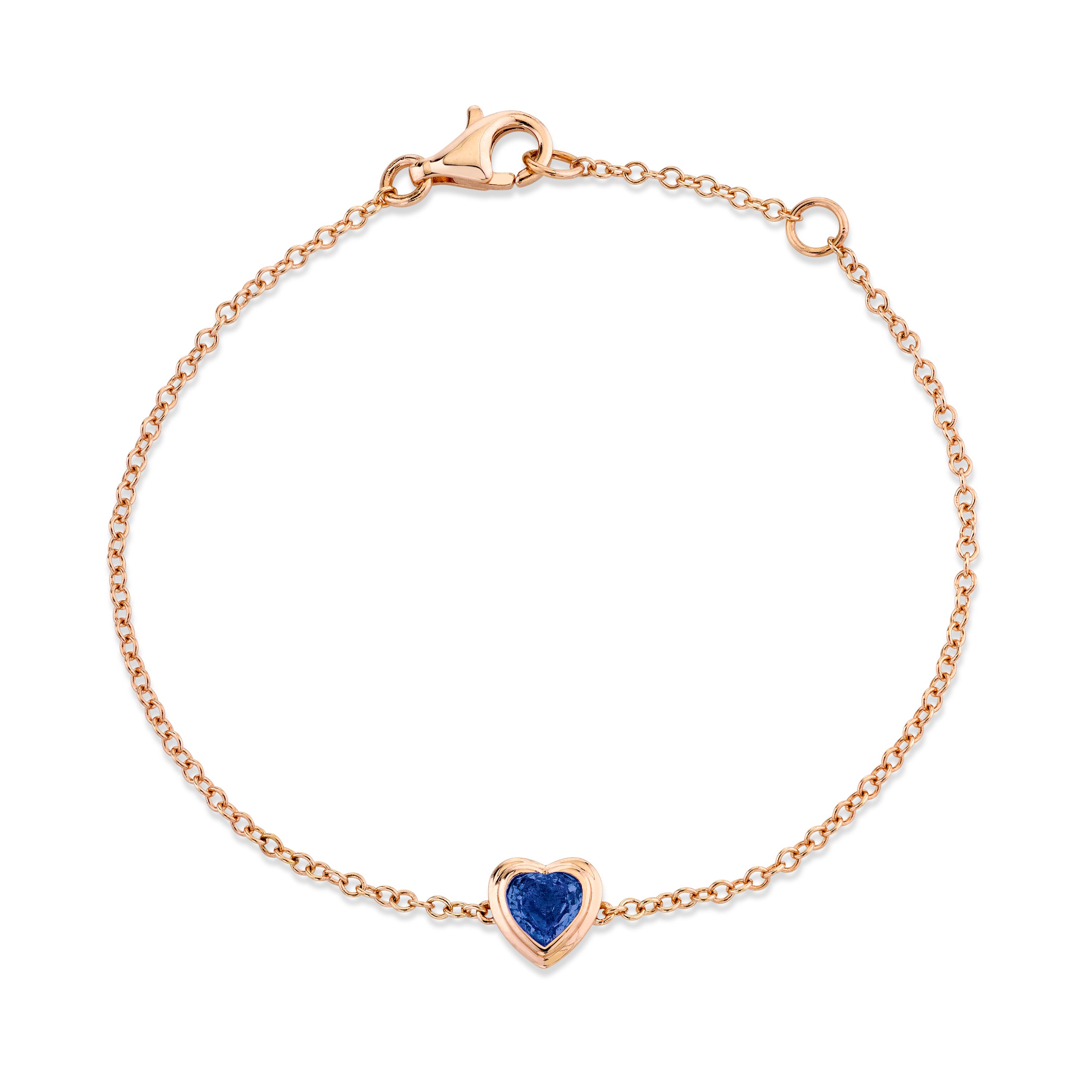 MINI ME BLUE SAPPHIRE BEZEL HEART BRACELET