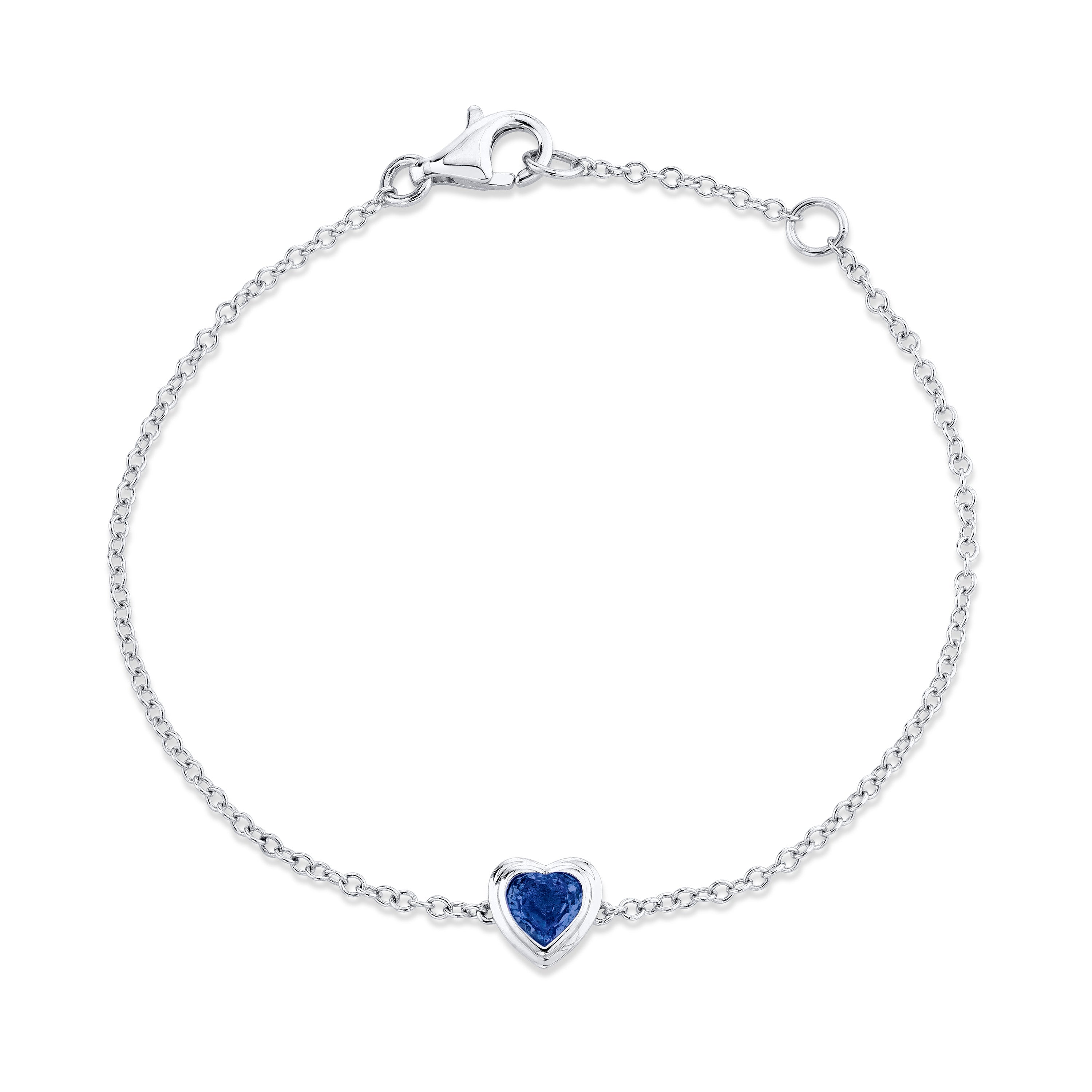 MINI ME BLUE SAPPHIRE BEZEL HEART BRACELET