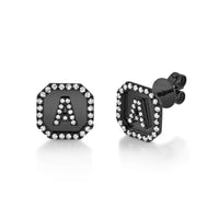 MINI ME DIAMOND PAVE INITIAL NAMEPLATE STUD, SINGLE