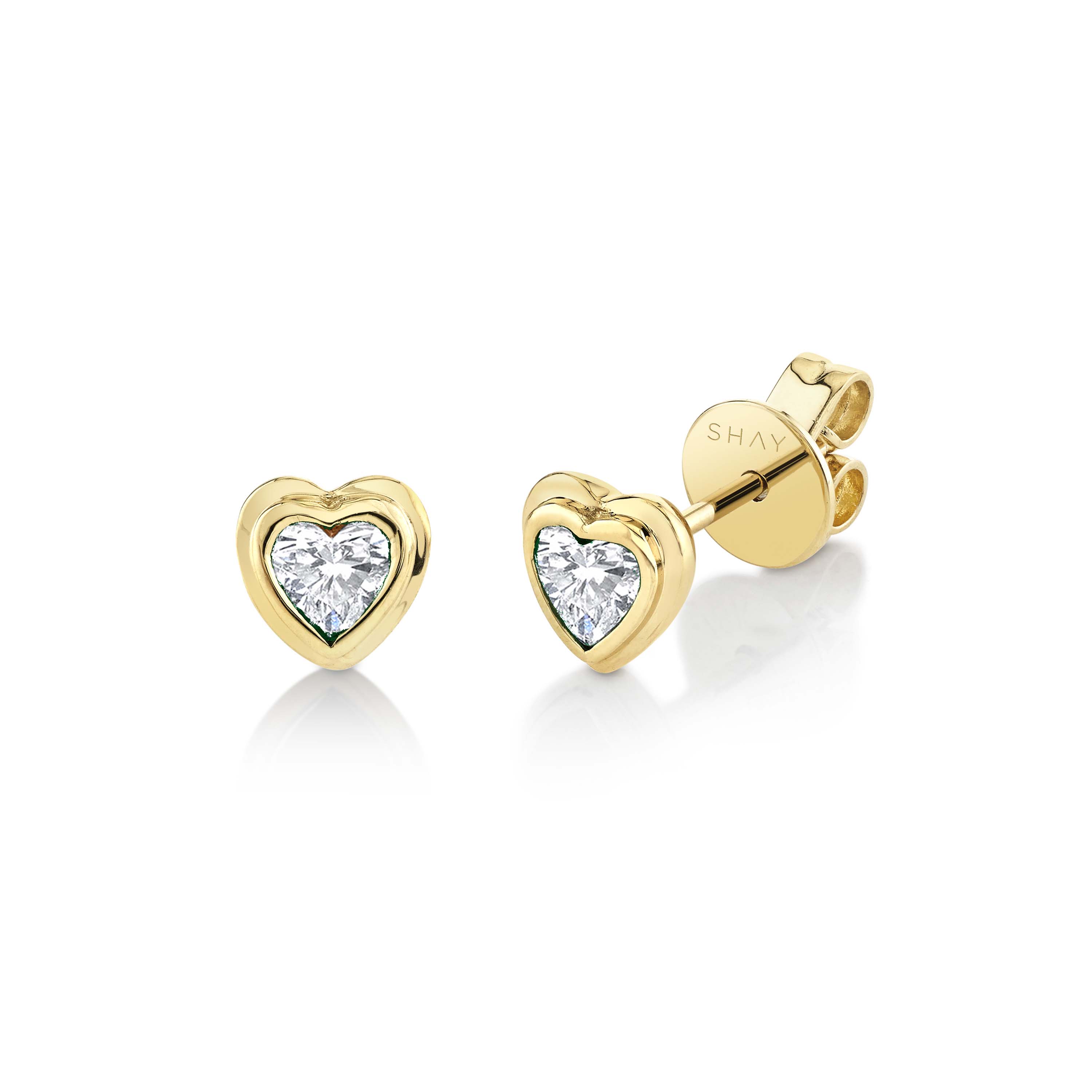 READY TO SHIP MINI ME DIAMOND BEZEL HEART STUDS