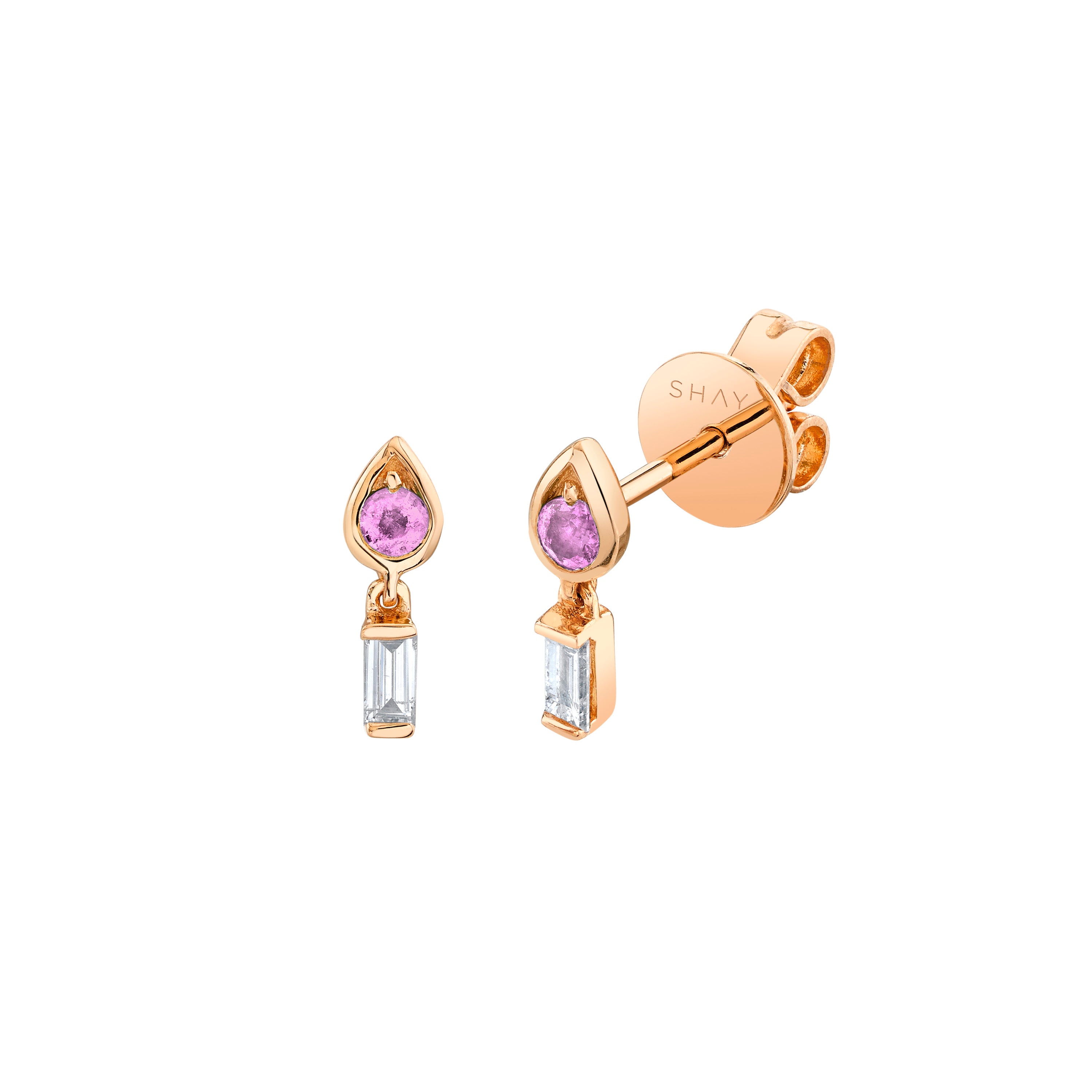 MINI ME DIAMOND & PINK SAPPHIRE LIT STUDS