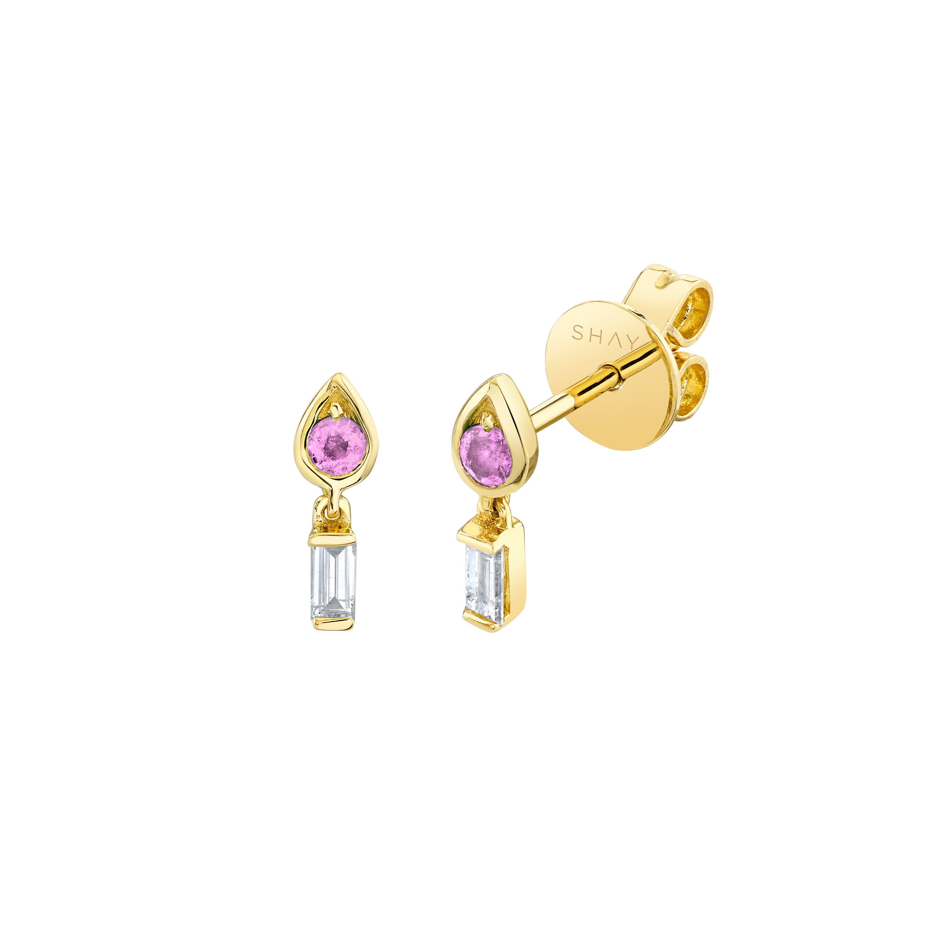 MINI ME DIAMOND & PINK SAPPHIRE LIT STUDS