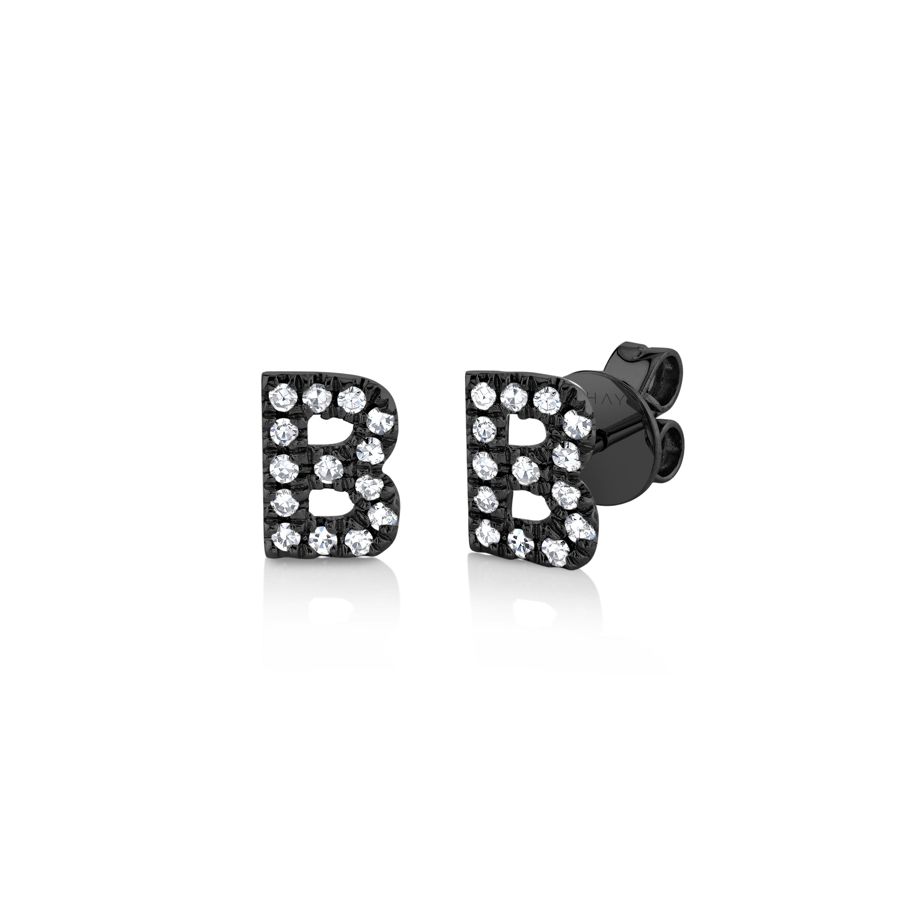 MINI ME DIAMOND PAVE INITAL STUDS