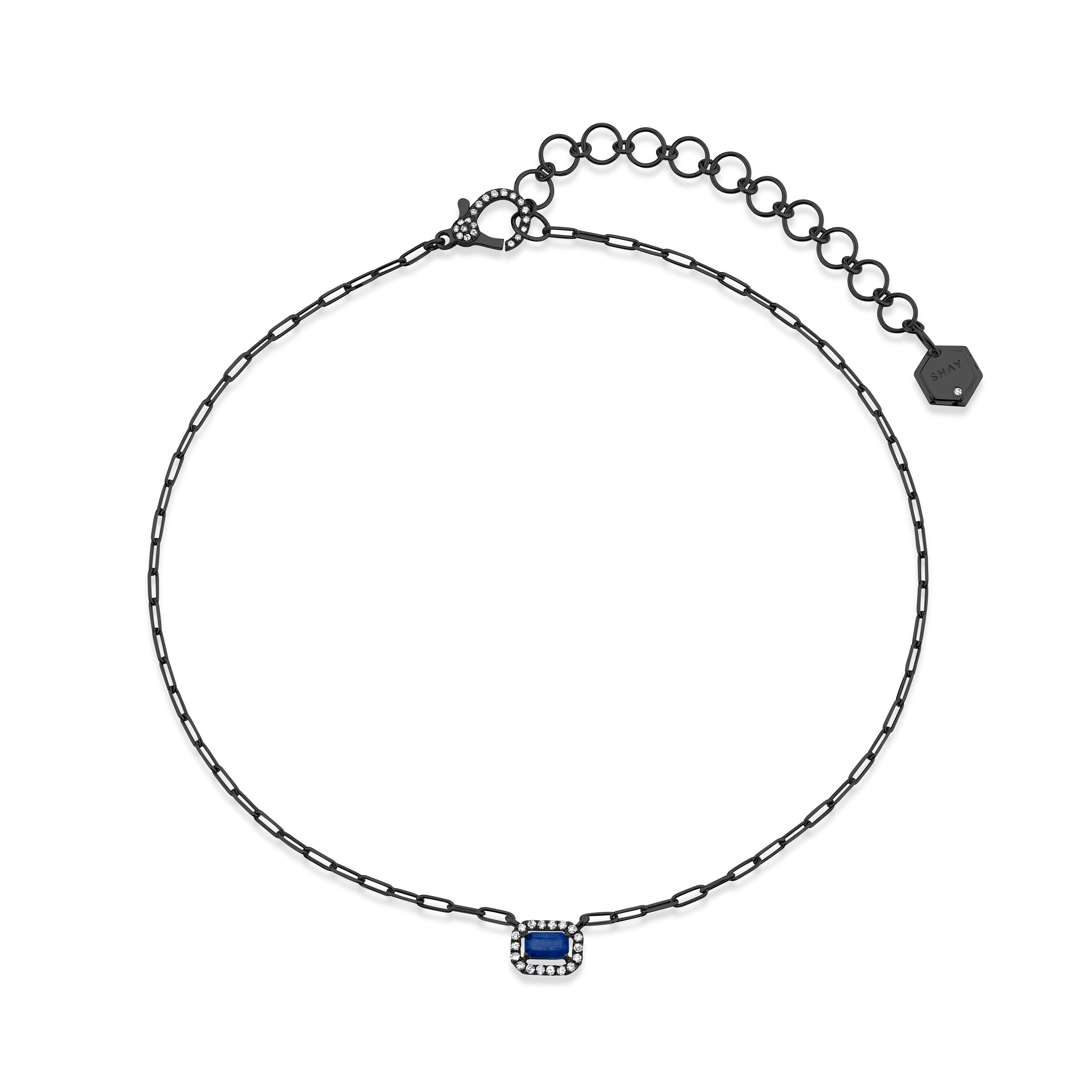 MINI ME DIAMOND & BLUE SAPPHIRE HALO DROP NECKLACE
