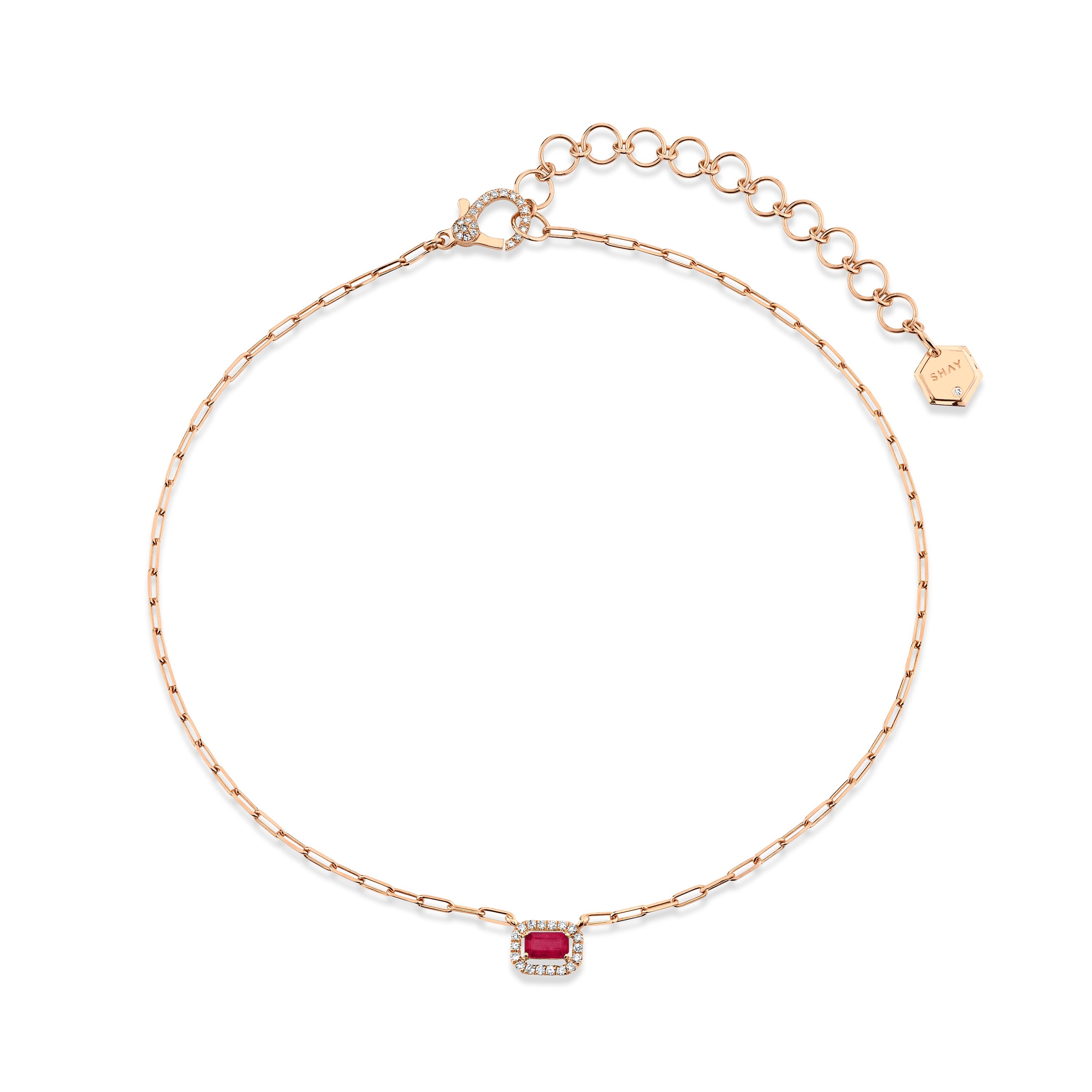 READY TO SHIP MINI ME DIAMOND & RUBY HALO DROP NECKLACE