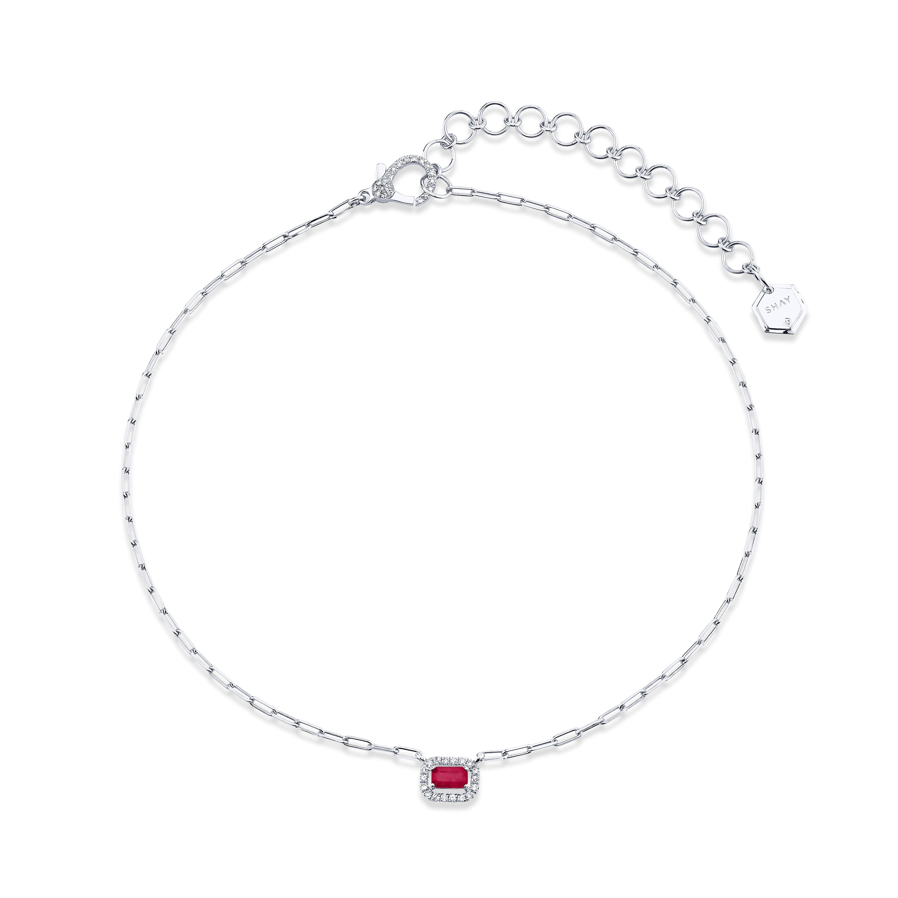 MINI ME DIAMOND & RUBY HALO DROP NECKLACE