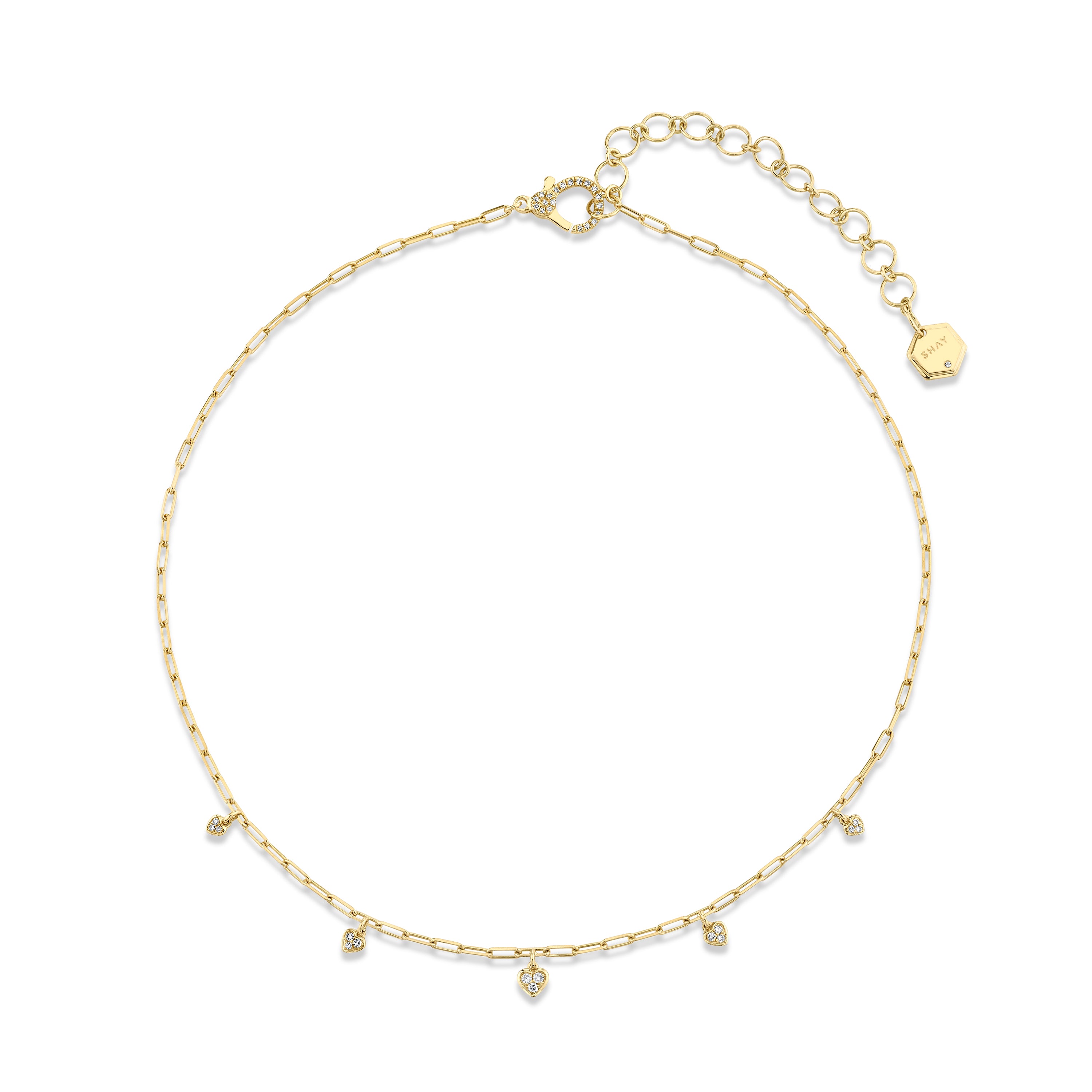 MINI ME DIAMOND PAVE DANGLE DROP HEART NECKLACE