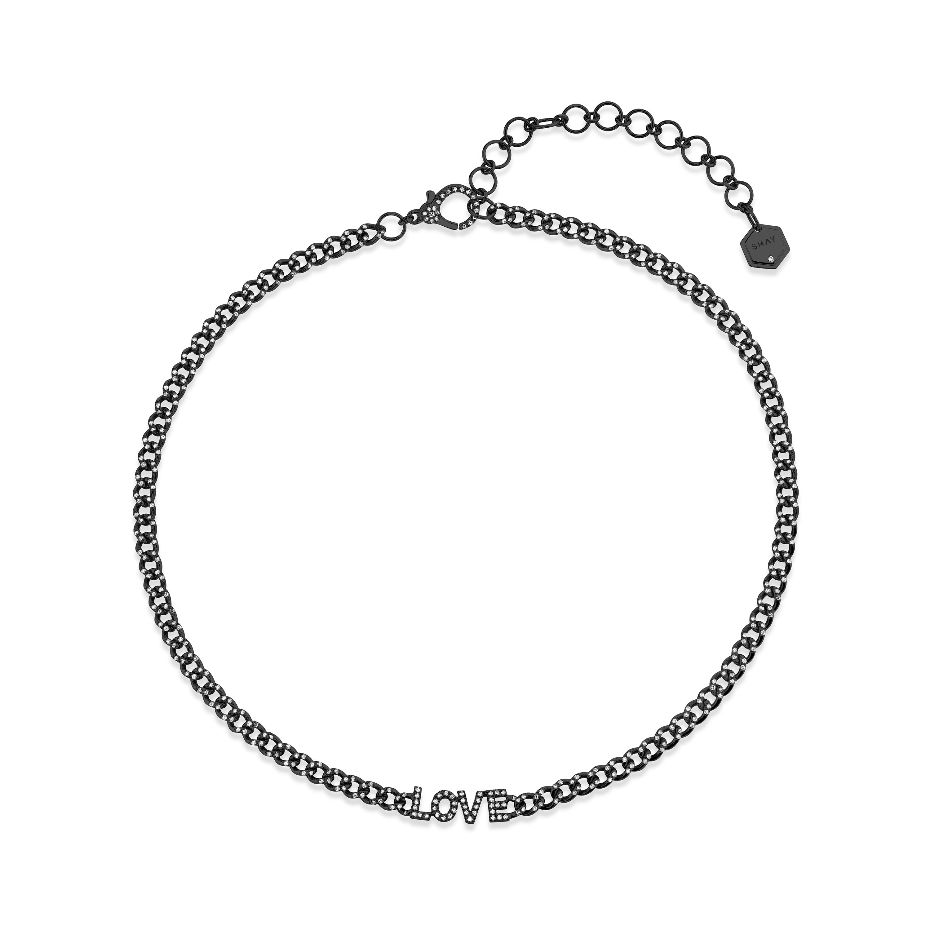 MINI ME DIAMOND PAVE "LOVE" BABY LINK NECKLACE