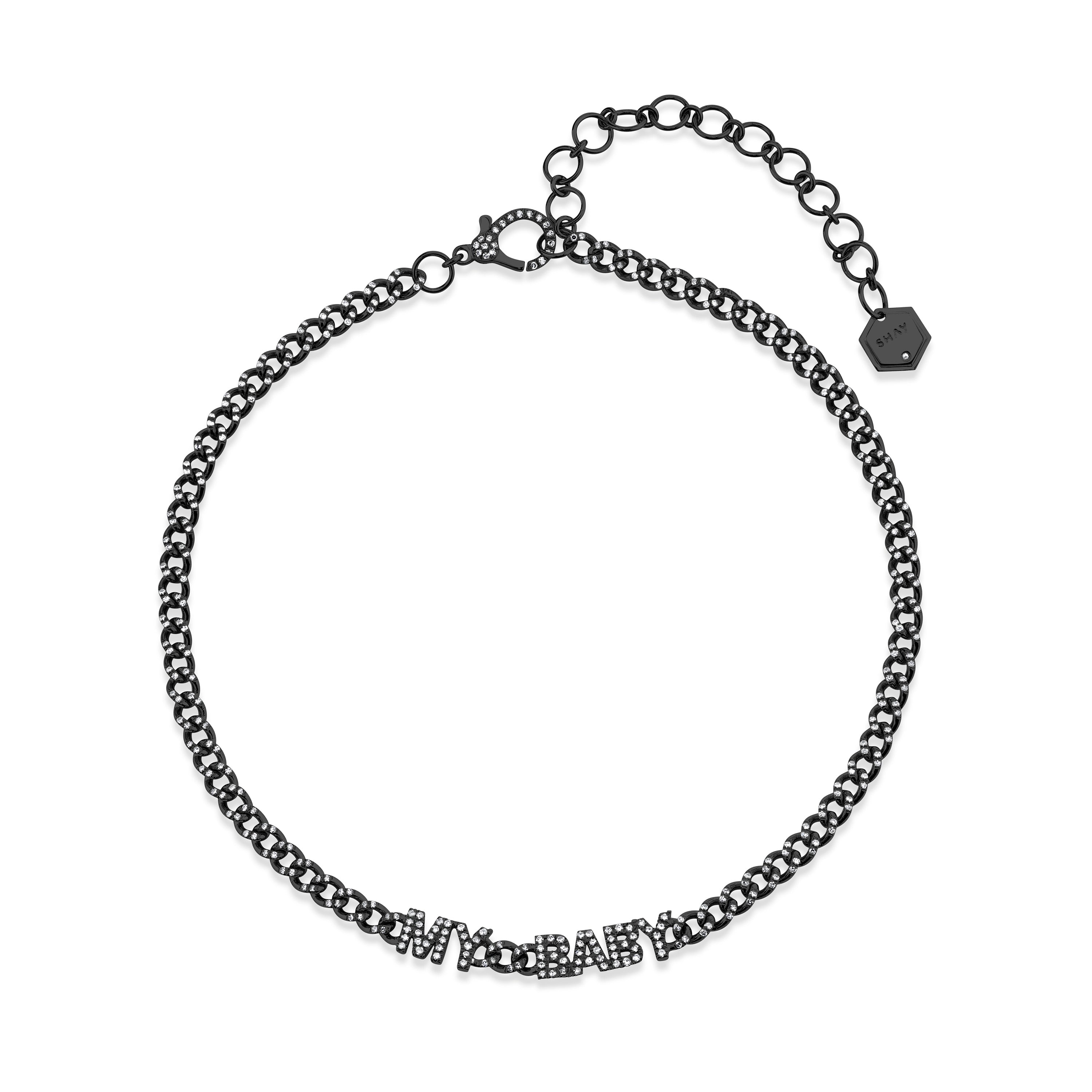 MINI ME DIAMOND PAVE "MY BABY" BABY LINK NECKLACE