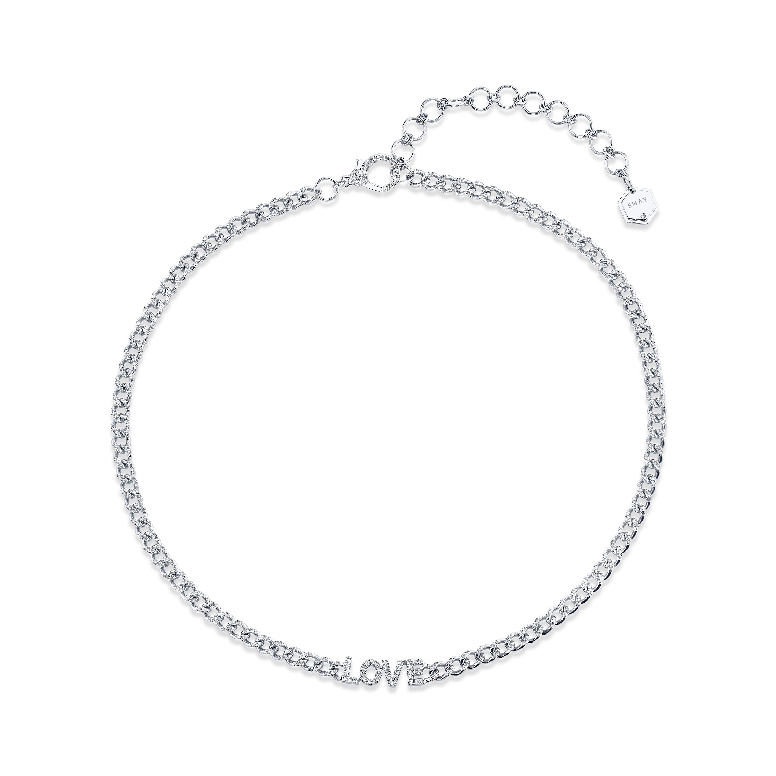 MINI ME DIAMOND PAVE "LOVE" BABY LINK NECKLACE