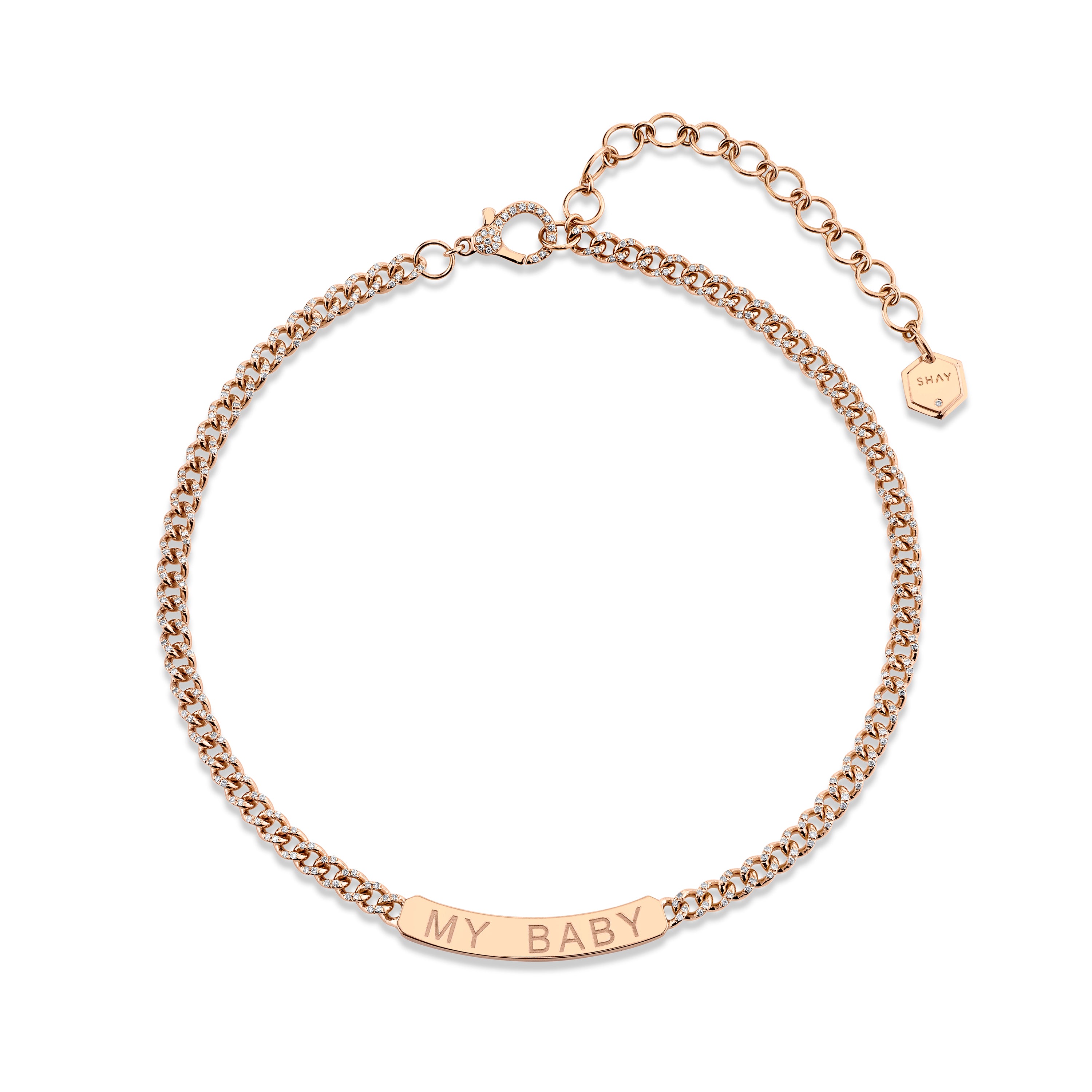 MINI ME DIAMOND PAVE CUSTOM ID BAR NAMEPLATE NECKLACE
