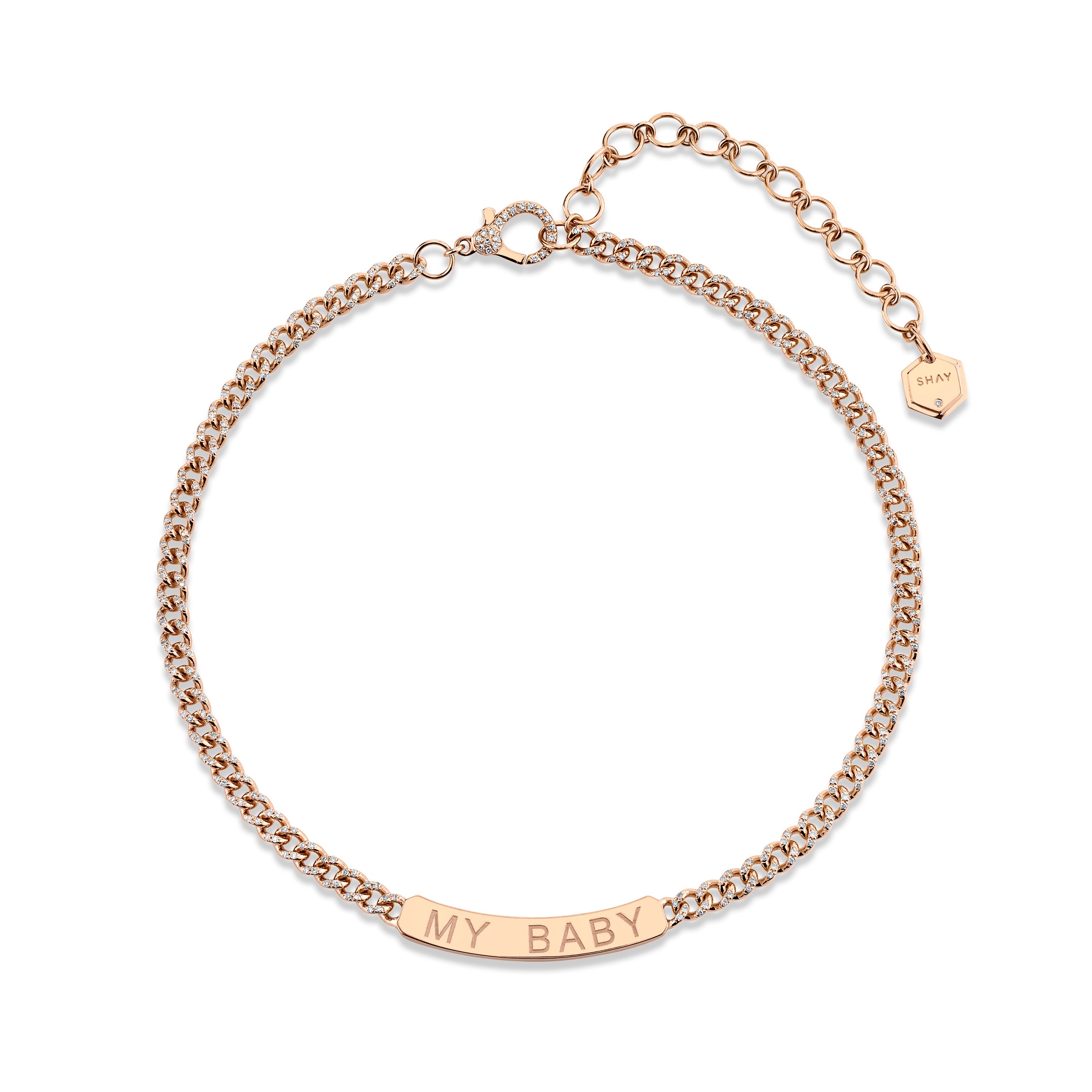 READY TO SHIP MINI ME DIAMOND PAVE CUSTOM ID BAR NAMEPLATE NECKLACE