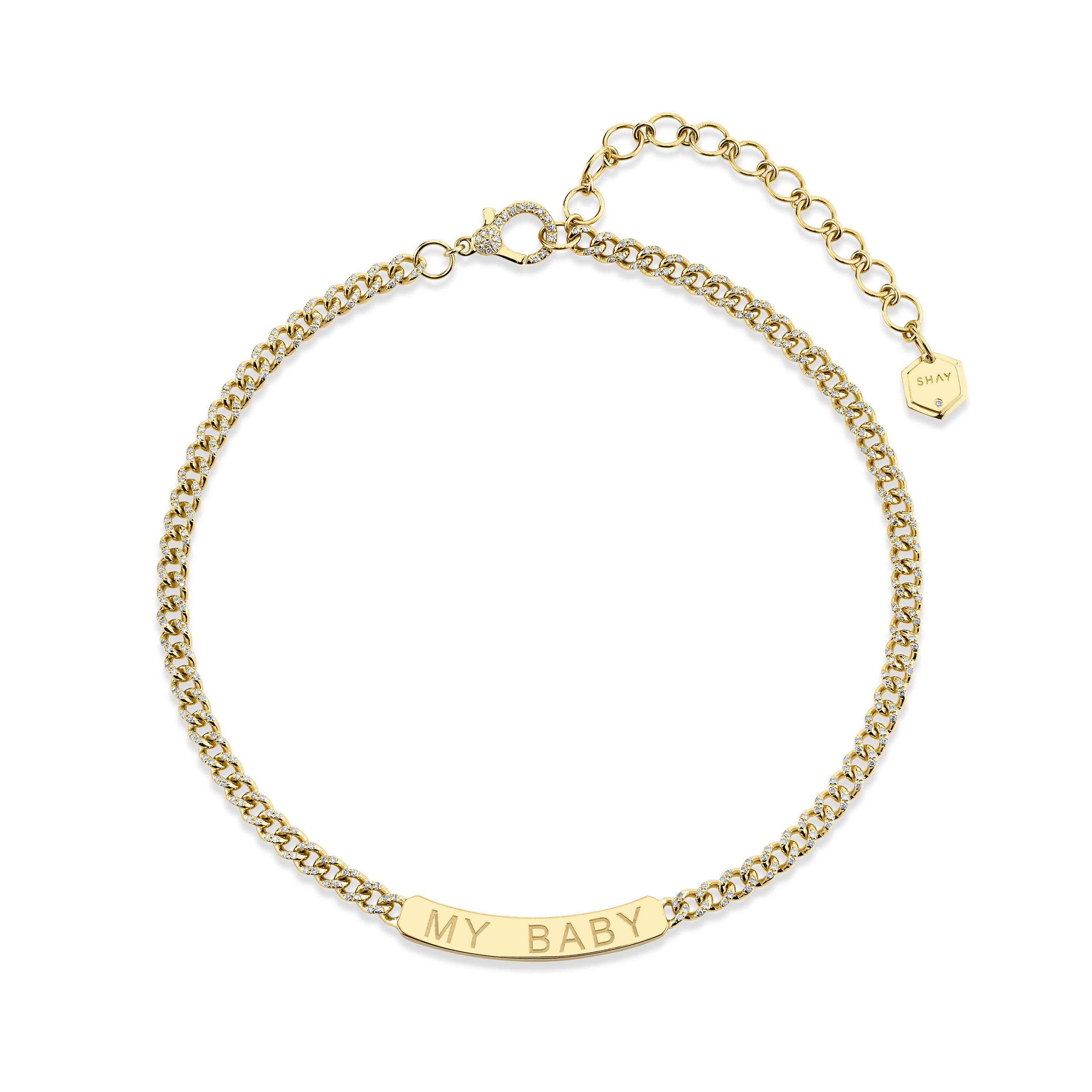 MINI ME DIAMOND PAVE CUSTOM ID BAR NAMEPLATE NECKLACE