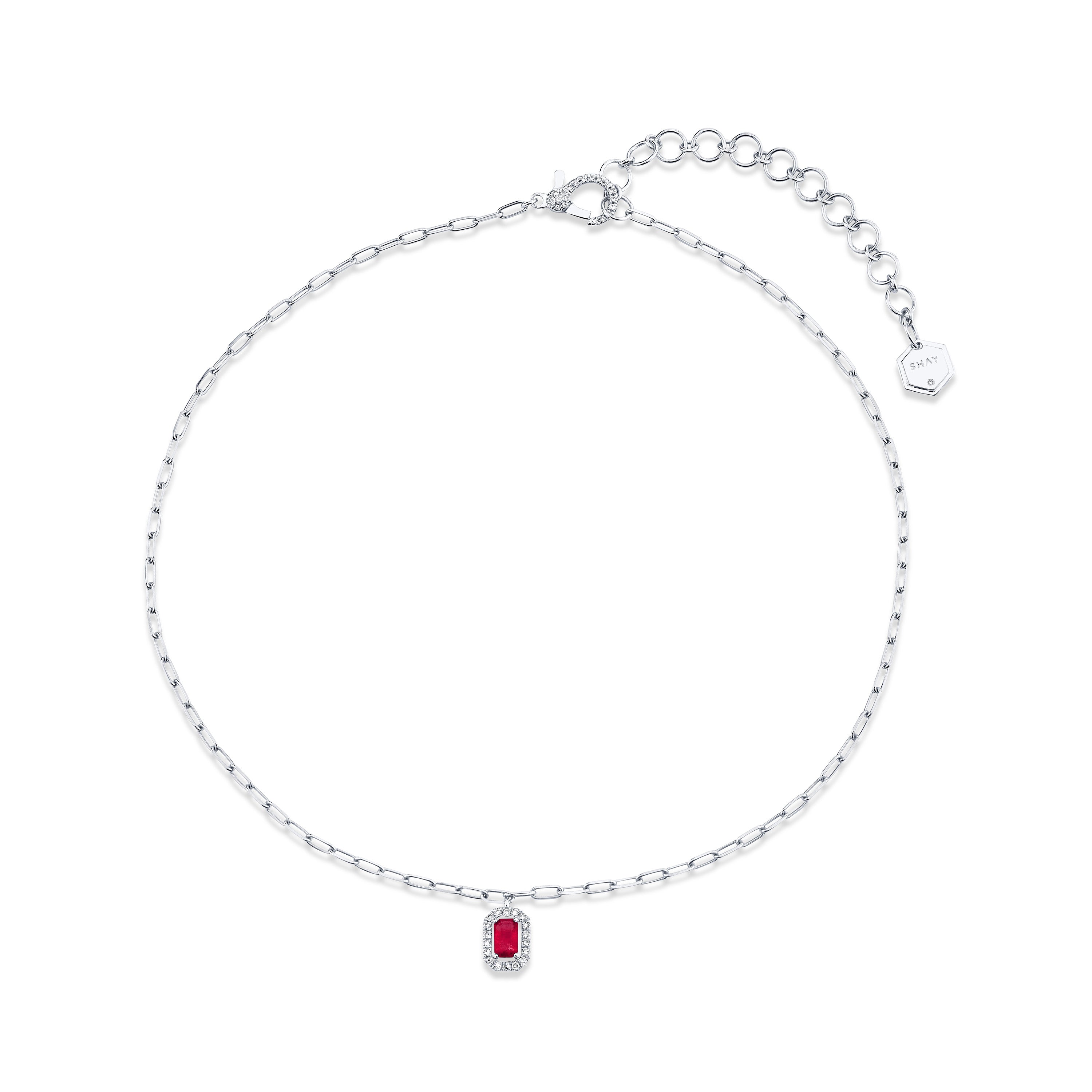 MINI ME DIAMOND & RUBY HALO DROP PENDANT