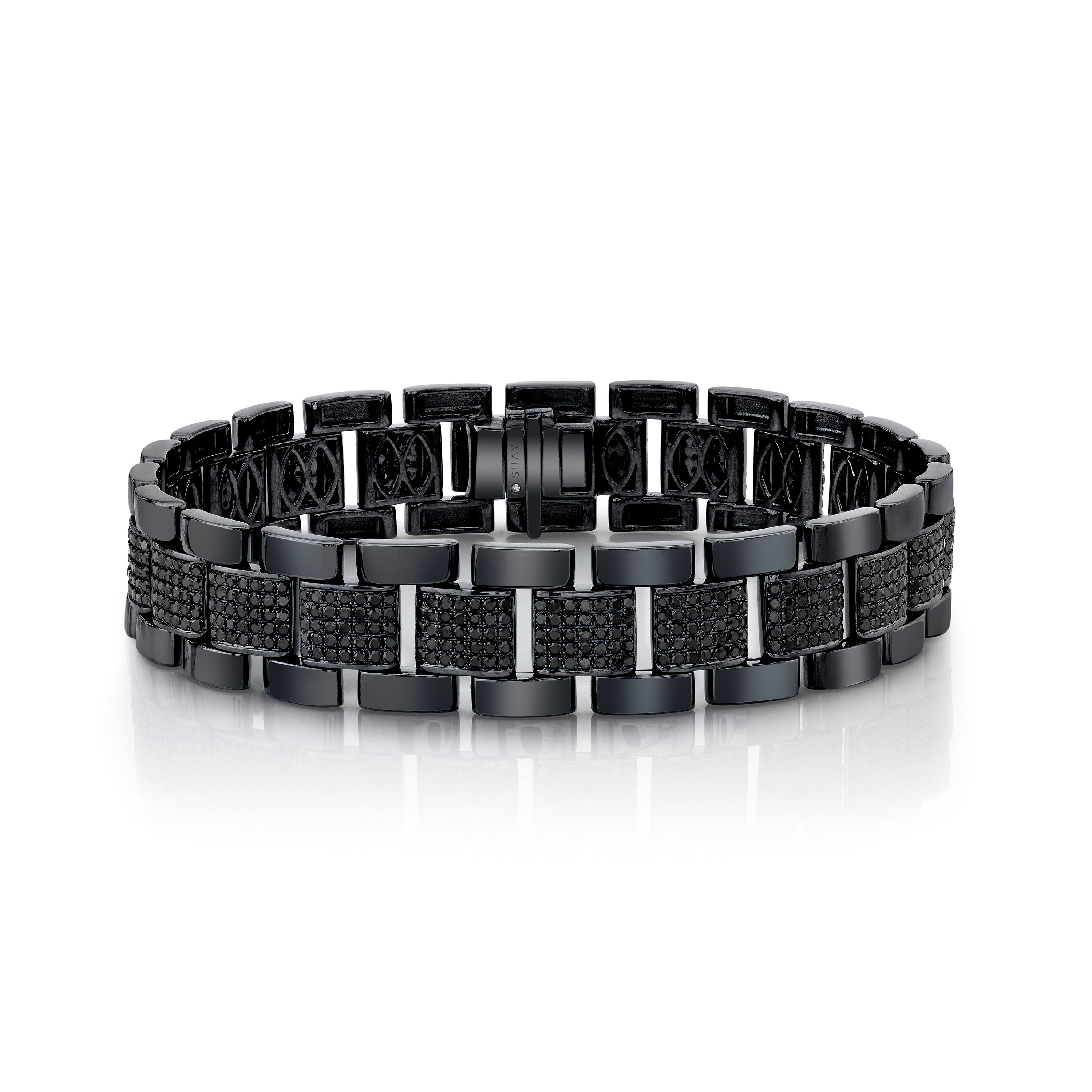 MEN'S BLACK DIAMOND PARTIAL PAVE JOURNEY BRACELET