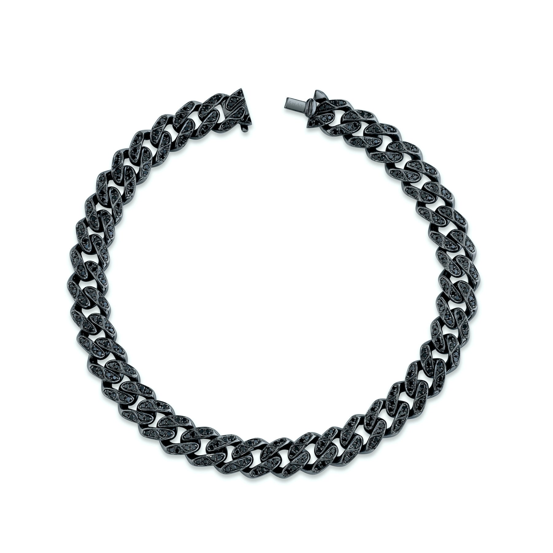 READY TO SHIP MEN'S BLACK DIAMOND FLAT MEDIUM LINK BRACELET