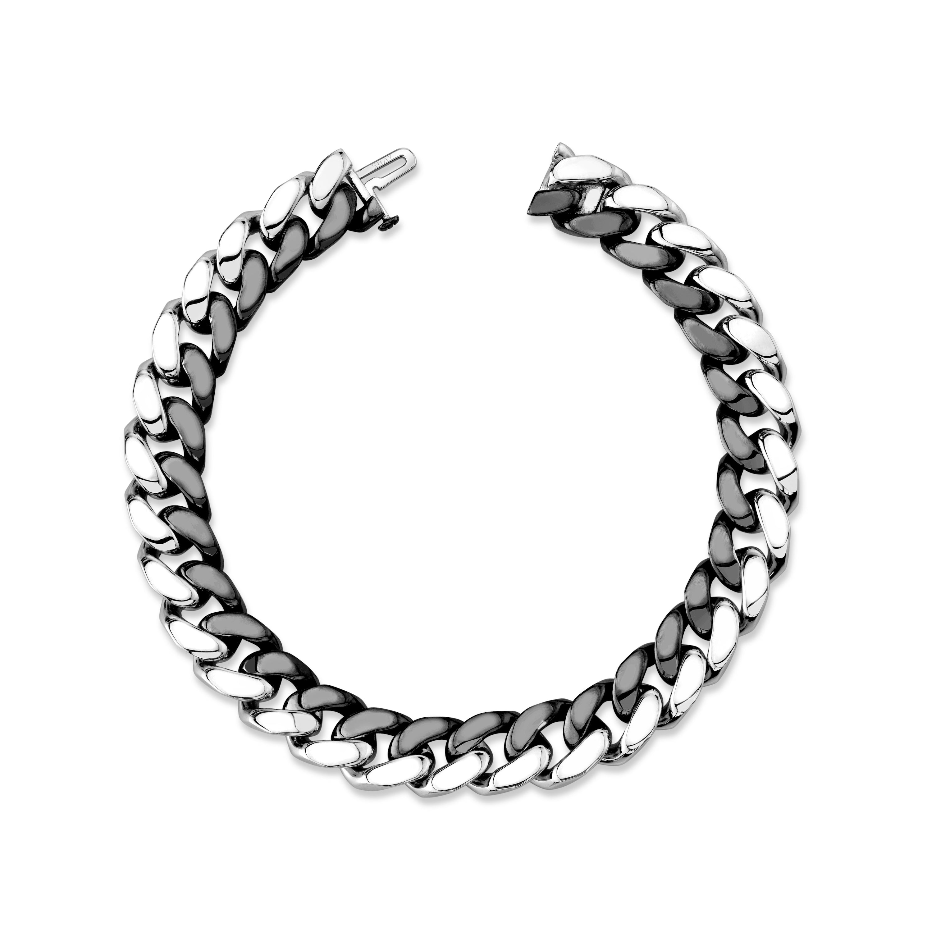 MEN'S SOLID GOLD TWO TONE FLAT ESSENTIAL LINK BRACELET