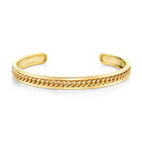READY TO SHIP MEN'S SOLID GOLD LINK LINED BANGLE