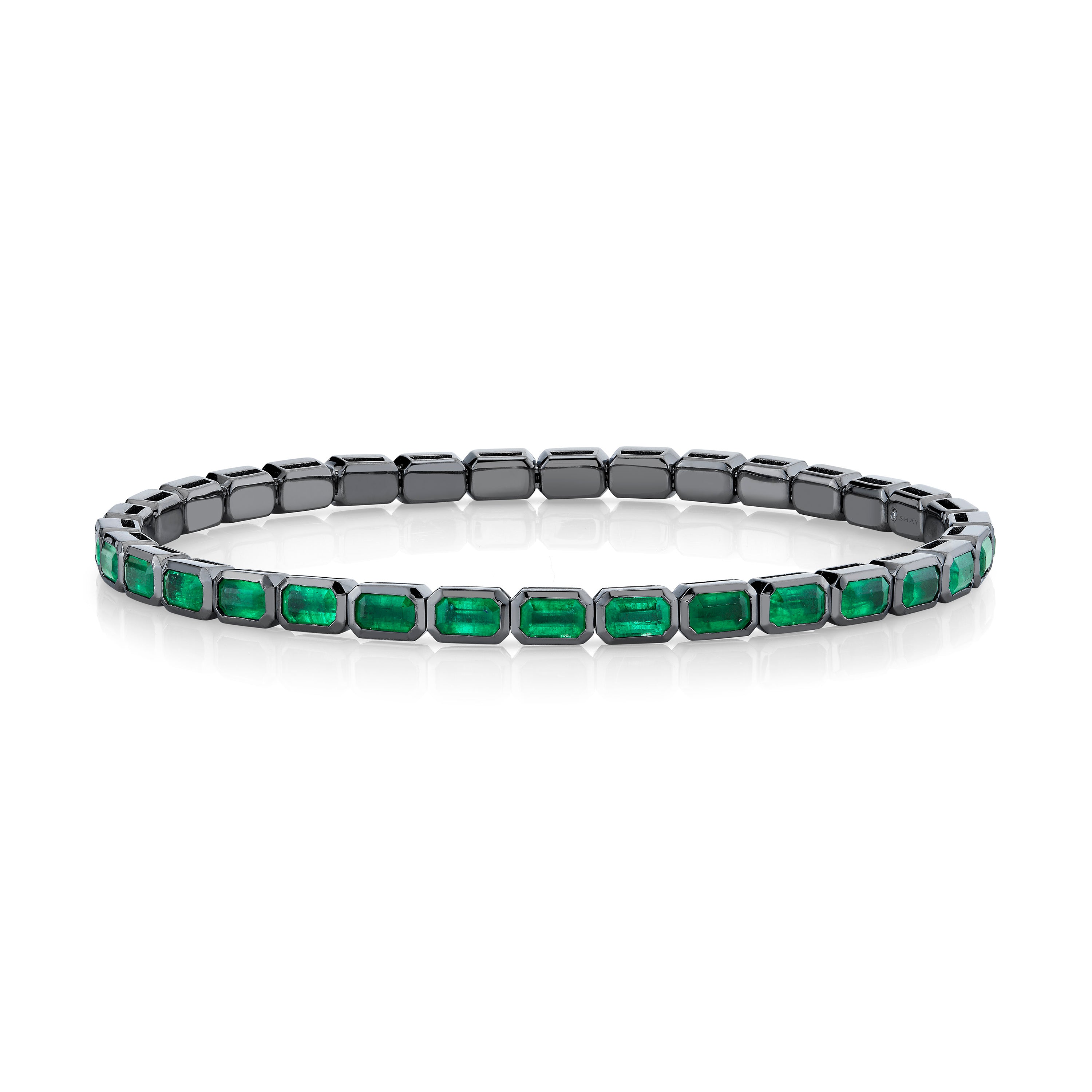 MEN'S EMERALD BEZEL STRETCH BRACELET
