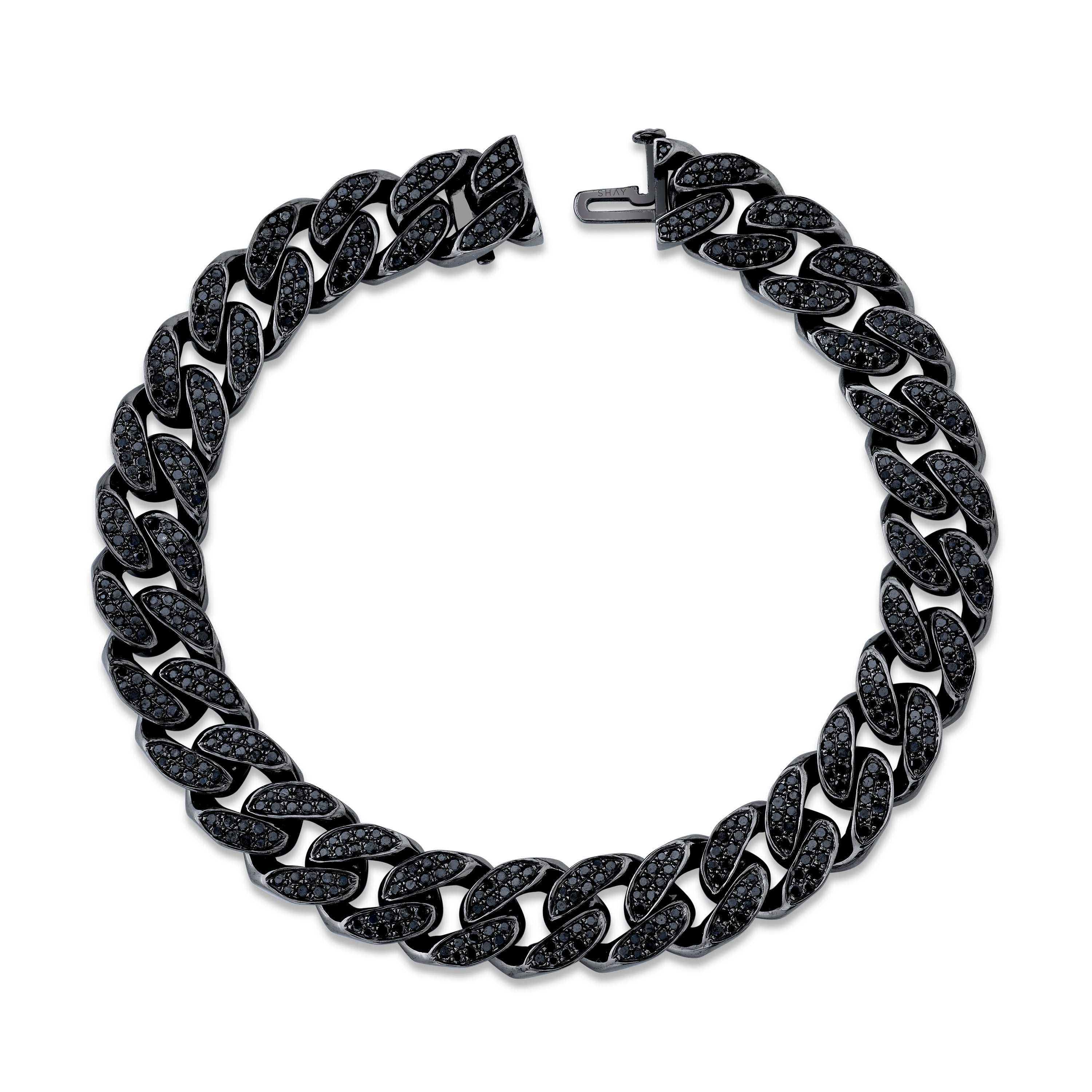 MEN'S BLACK DIAMOND FLAT ESSENTIAL LINK BRACELET