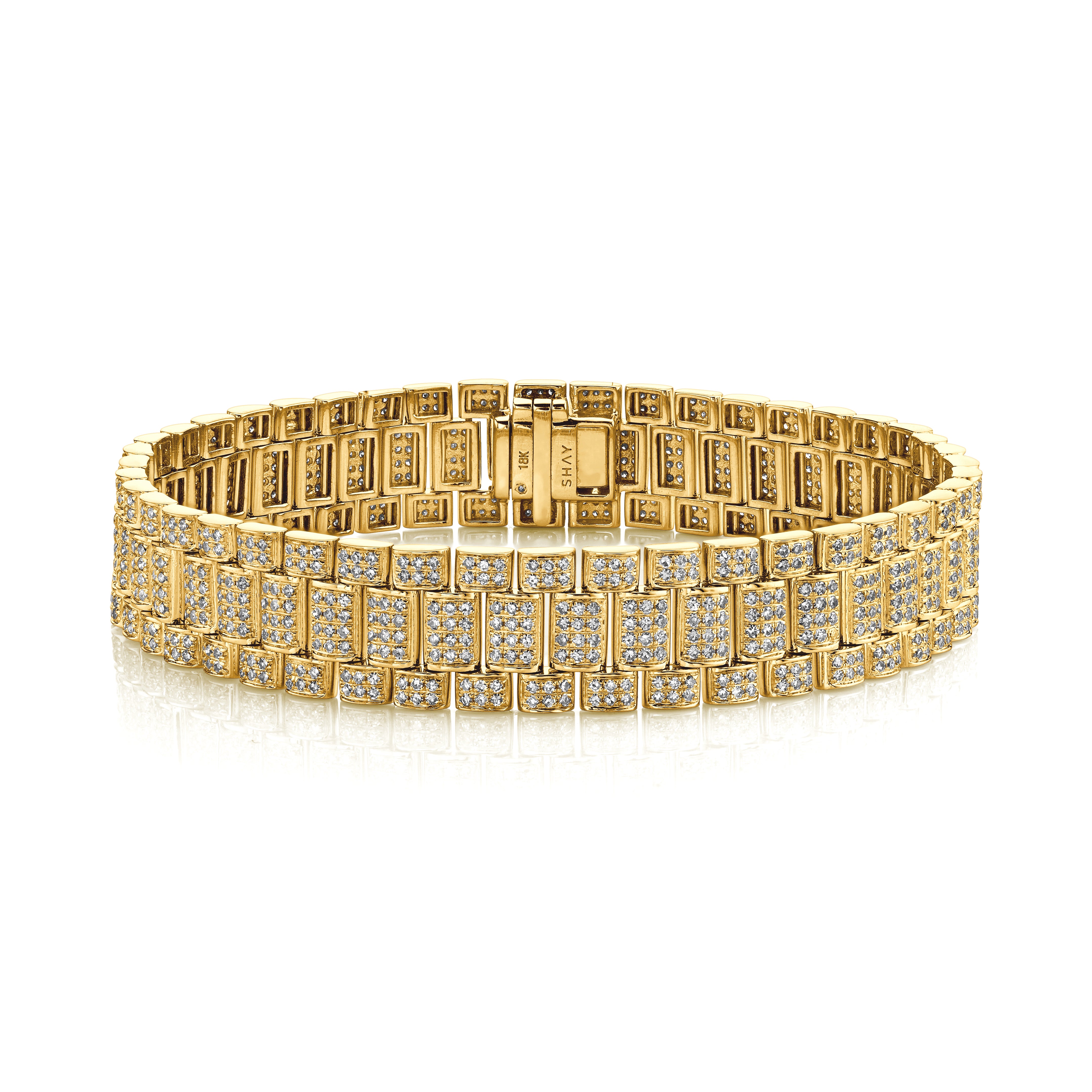 10K Solid Yellow Gold 1.45CT tw Round Cut Custom Diamond Bracelet – Exotic  Diamonds