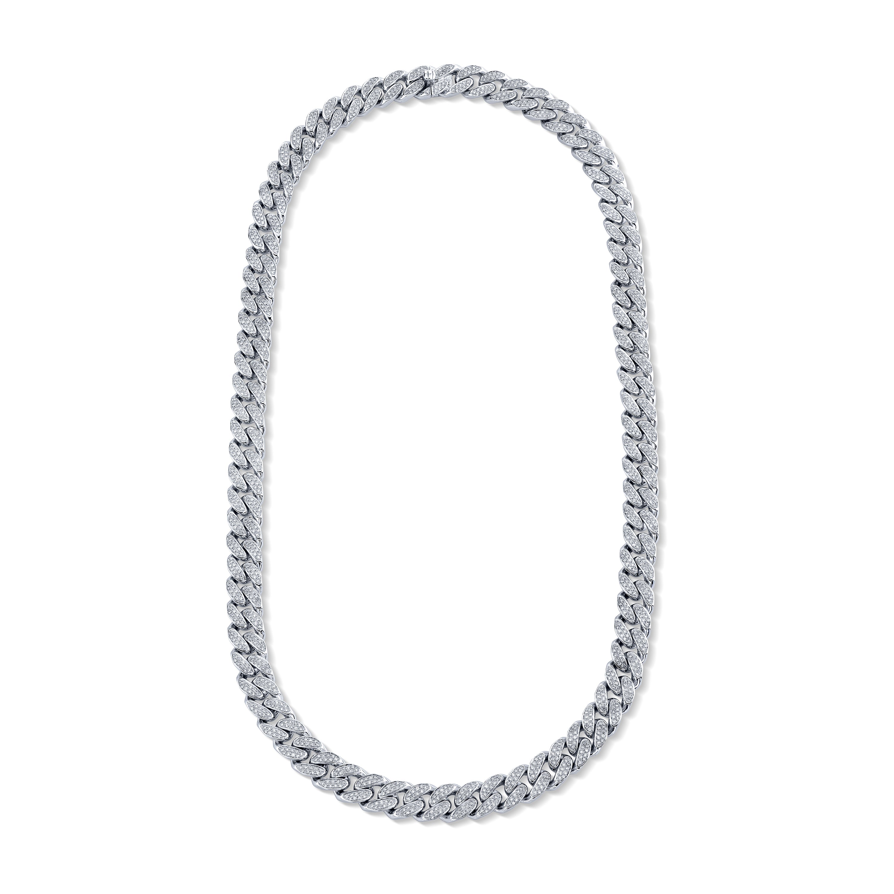 925 Sterling Silver Baguette Link Chain Iced 16mm Men's Diamond Necklace  Choker
