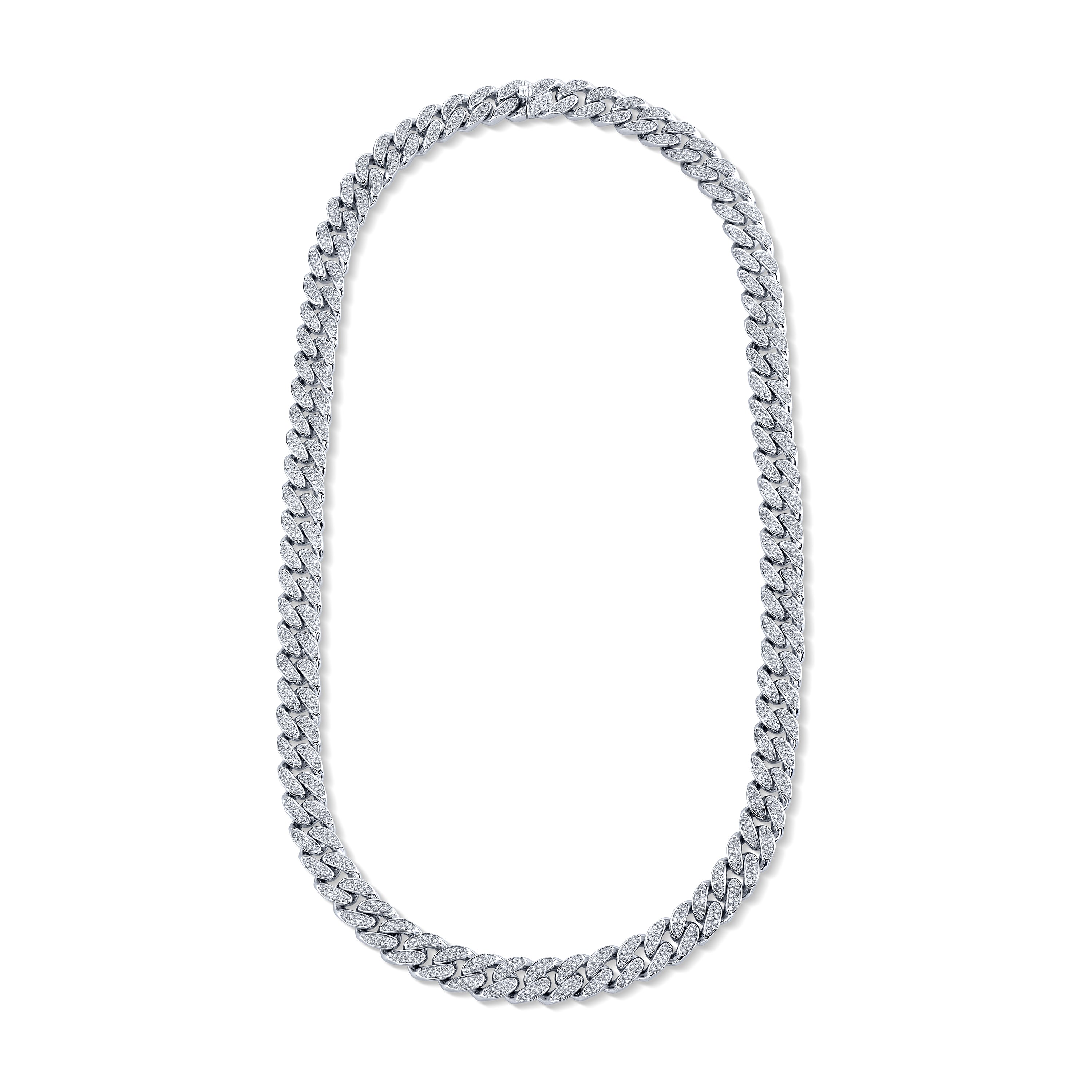 MEN'S DIAMOND PAVE FLAT LINK NECKLACE