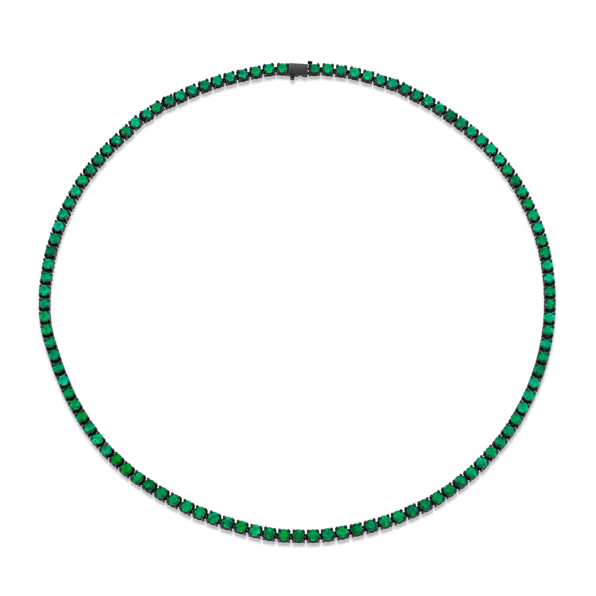 READY TO SHIP MEN'S EMERALD ROUND TENNIS NECKLACE, 22IN