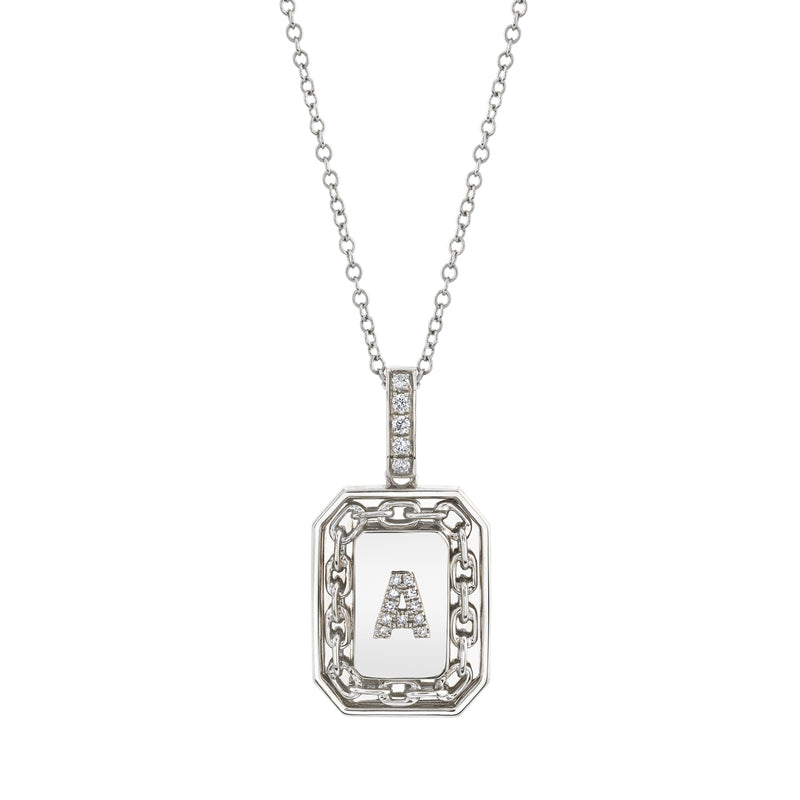 DIAMOND INITIAL LINK NAMEPLATE NECKLACE