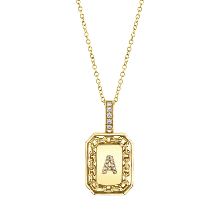 DIAMOND INITIAL LINK NAMEPLATE NECKLACE