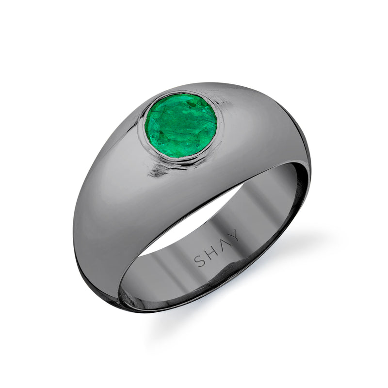SOLID GOLD EMERALD DOME RING
