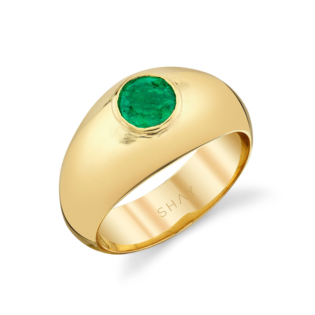 READY TO SHIP SOLID GOLD EMERALD DOME RING